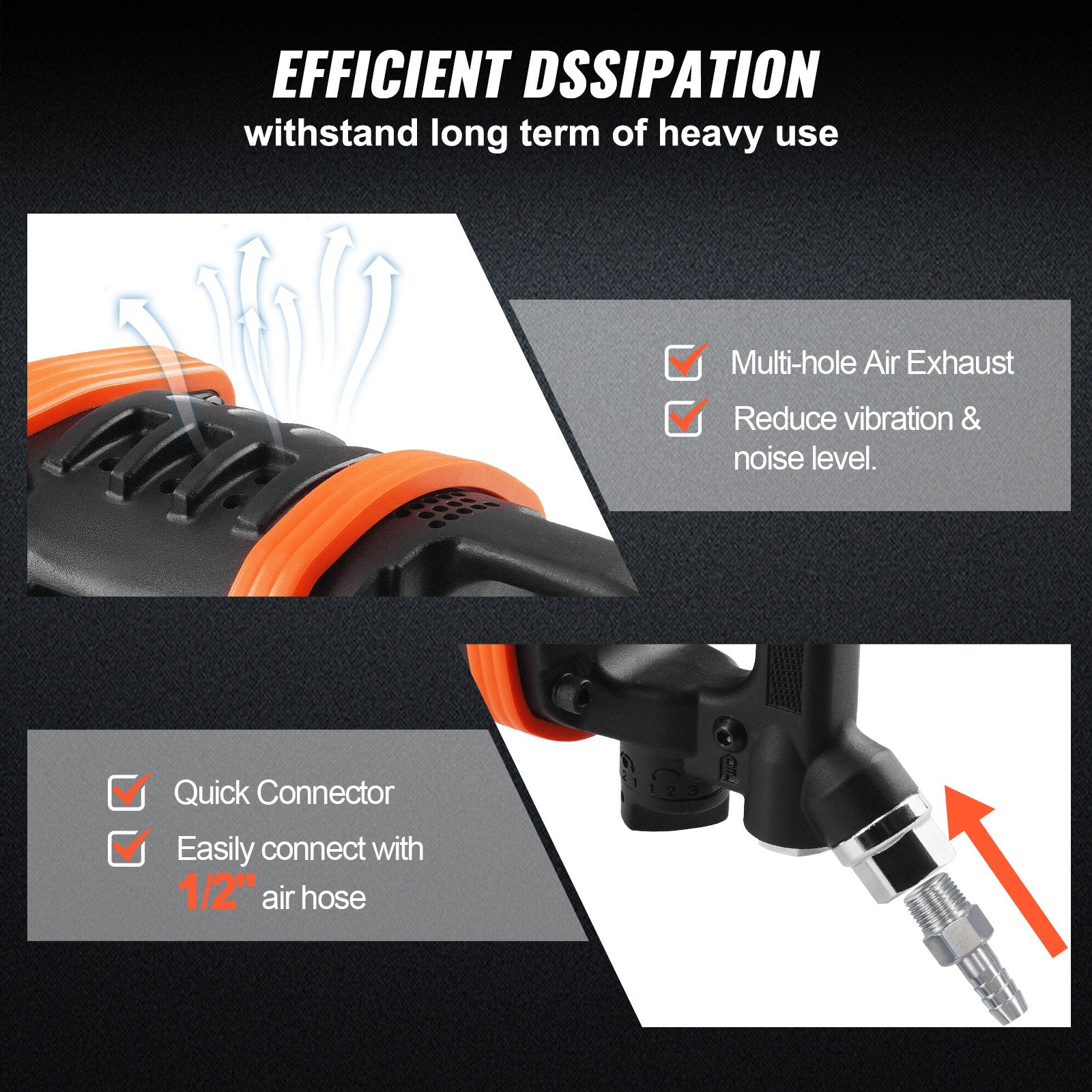 VEVOR 1 Inch Air Impact Wrench, Up to 5175 ft-lbs Beast Reverse Torque Output Pneumatic Impact w/ 8 Inch Anvil for Heavy Duty Machinery/Semi-Truck/Bus 