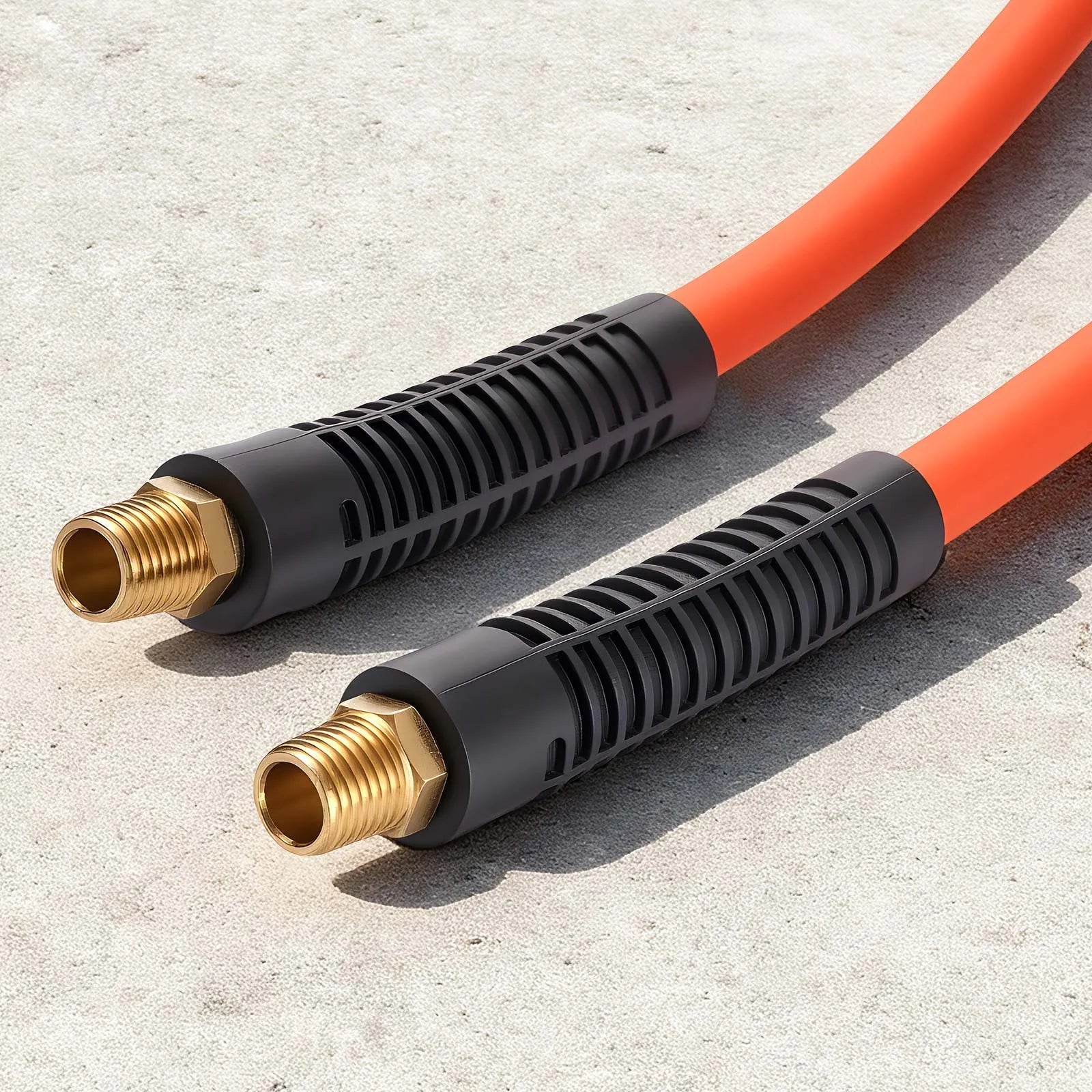 VEVOR Air Hose, 3/8'' x 25ft Hybrid Air Hose, Lightweight, Kink Resistant, Pneumatic Hoses with 1/4 inch Solid Brass Male Fitting, Three-Layer Hybrid Material, 300 PSI, All-Weather Flexibility, Orange 