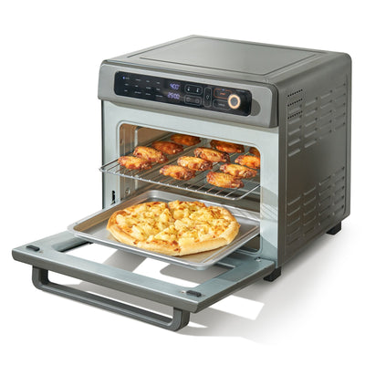 VEVOR 12-IN-1 Air Fryer Toaster Oven, 25L Convection Oven, 1700W Stainless Steel Toaster Ovens Countertop Combo with Grill, Pizza Pan, Gloves, 12 Slices Toast, 12-inch Pizza, Home and Commercial Use 