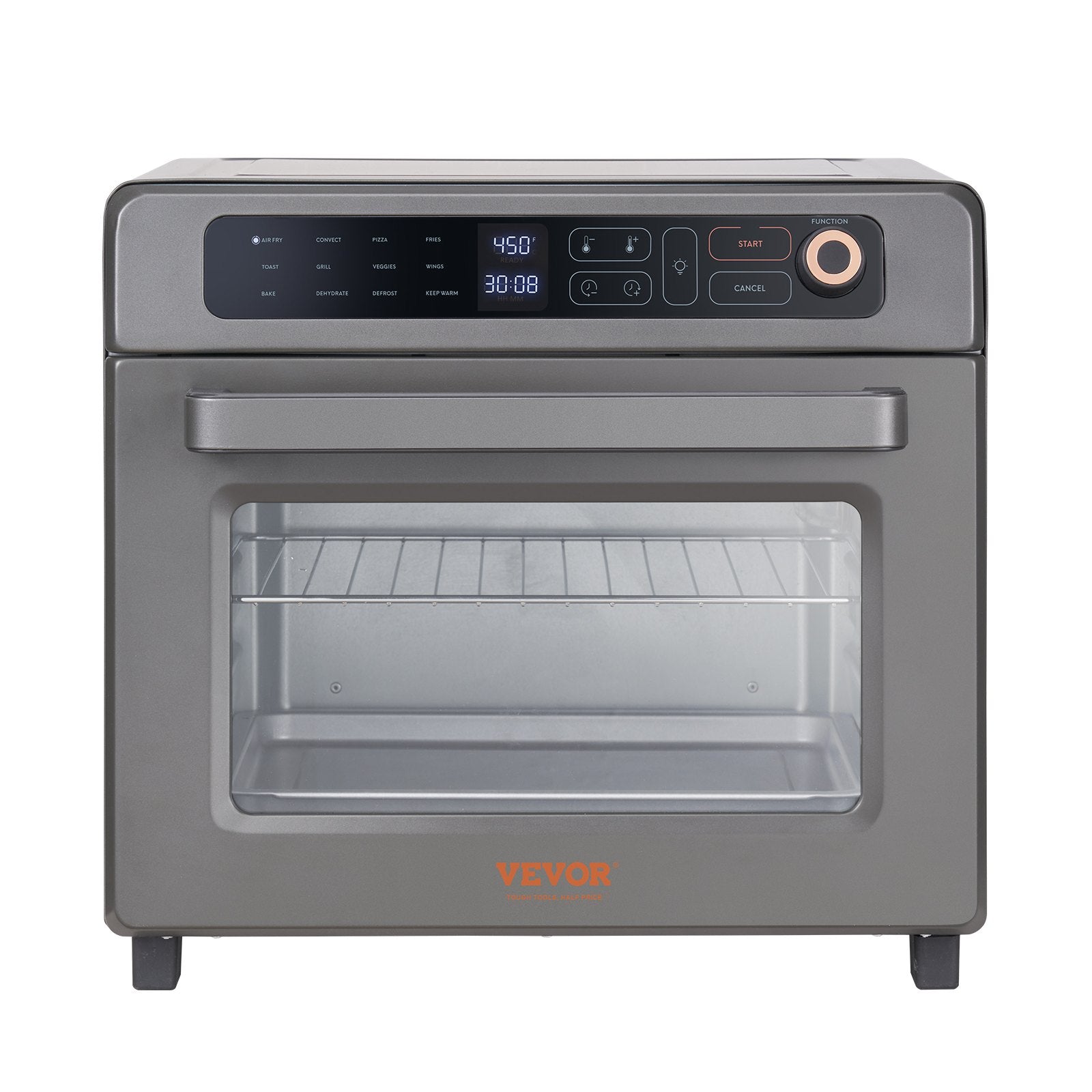 VEVOR 12-IN-1 Air Fryer Toaster Oven, 25L Convection Oven, 1700W Stainless Steel Toaster Ovens Countertop Combo with Grill, Pizza Pan, Gloves, 12 Slices Toast, 12-inch Pizza, Home and Commercial Use 