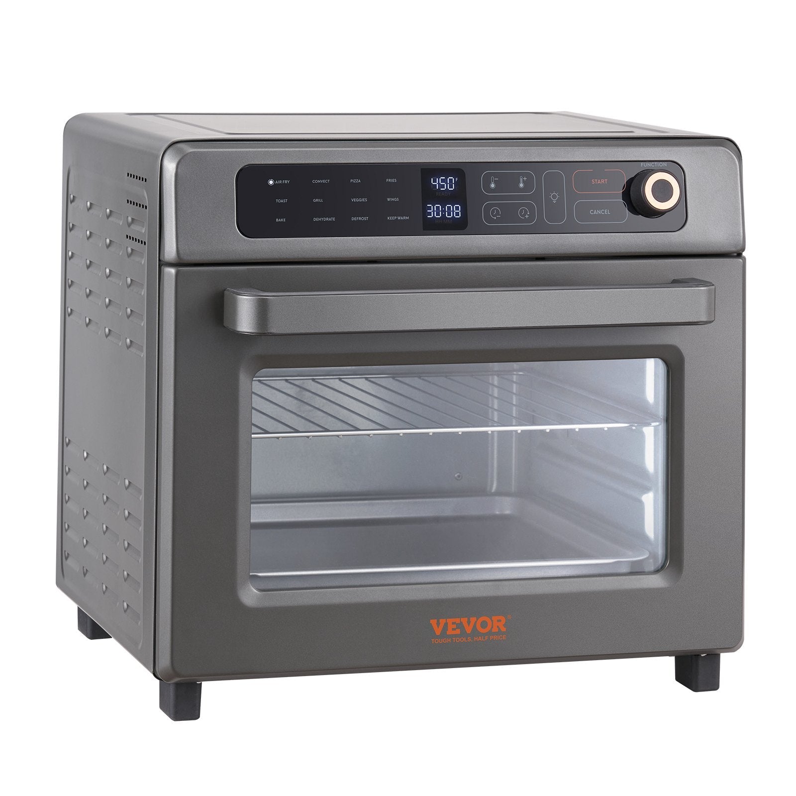 VEVOR 12-IN-1 Air Fryer Toaster Oven, 25L Convection Oven, 1700W Stainless Steel Toaster Ovens Countertop Combo with Grill, Pizza Pan, Gloves, 12 Slices Toast, 12-inch Pizza, Home and Commercial Use 