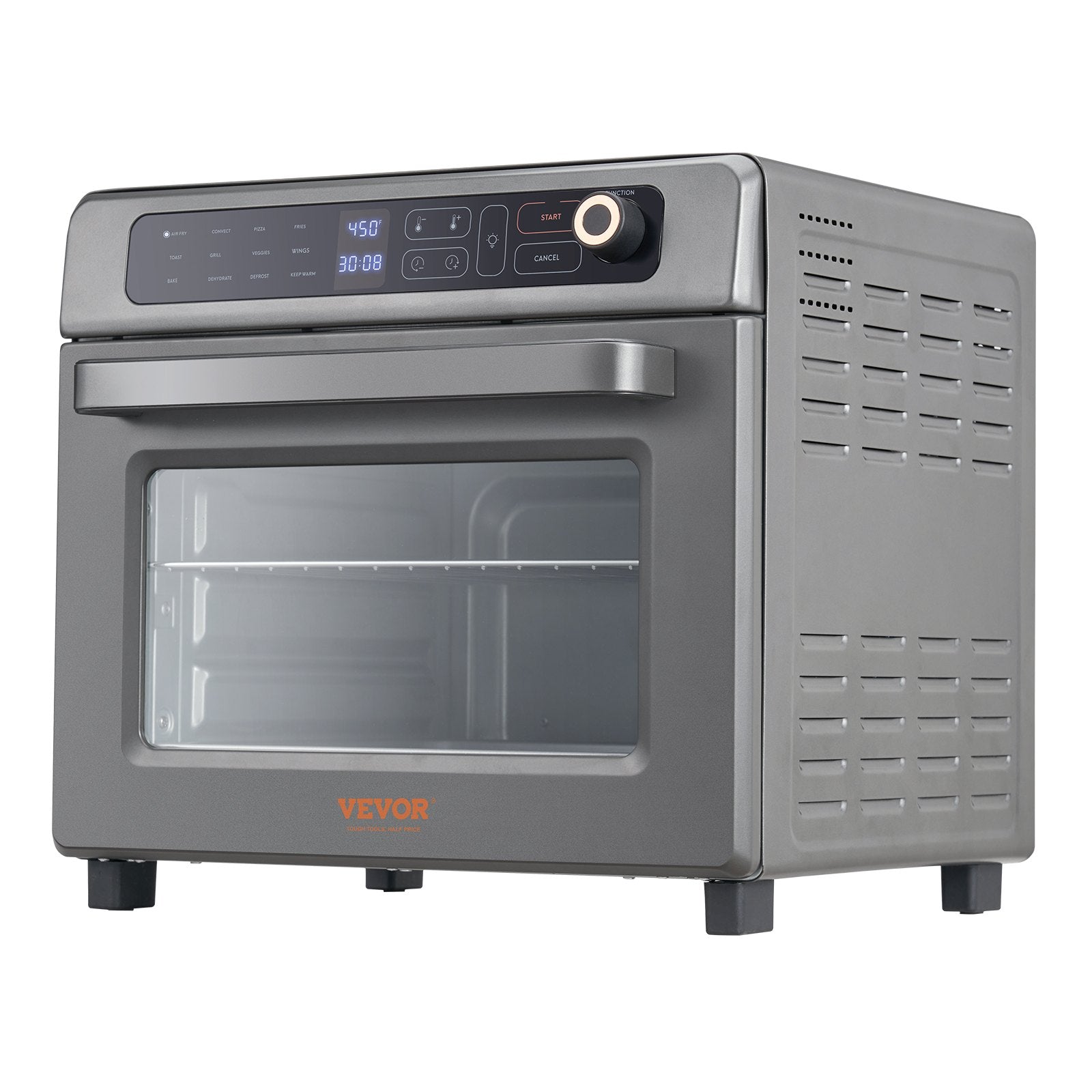 VEVOR 12-IN-1 Air Fryer Toaster Oven, 25L Convection Oven, 1700W Stainless Steel Toaster Ovens Countertop Combo with Grill, Pizza Pan, Gloves, 12 Slices Toast, 12-inch Pizza, Home and Commercial Use 