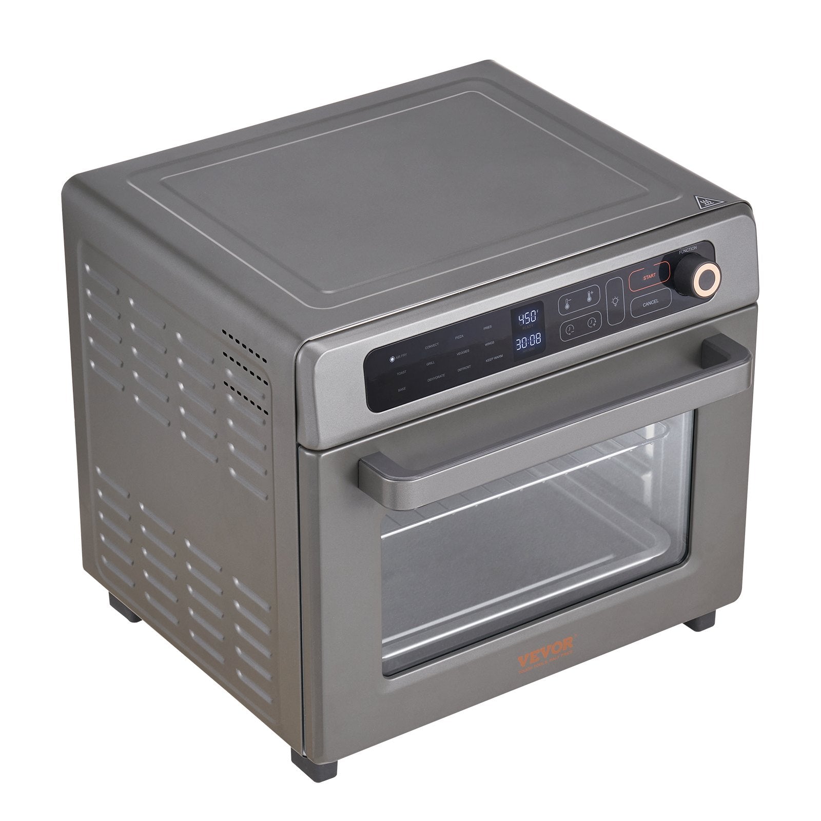 VEVOR 12-IN-1 Air Fryer Toaster Oven, 25L Convection Oven, 1700W Stainless Steel Toaster Ovens Countertop Combo with Grill, Pizza Pan, Gloves, 12 Slices Toast, 12-inch Pizza, Home and Commercial Use 