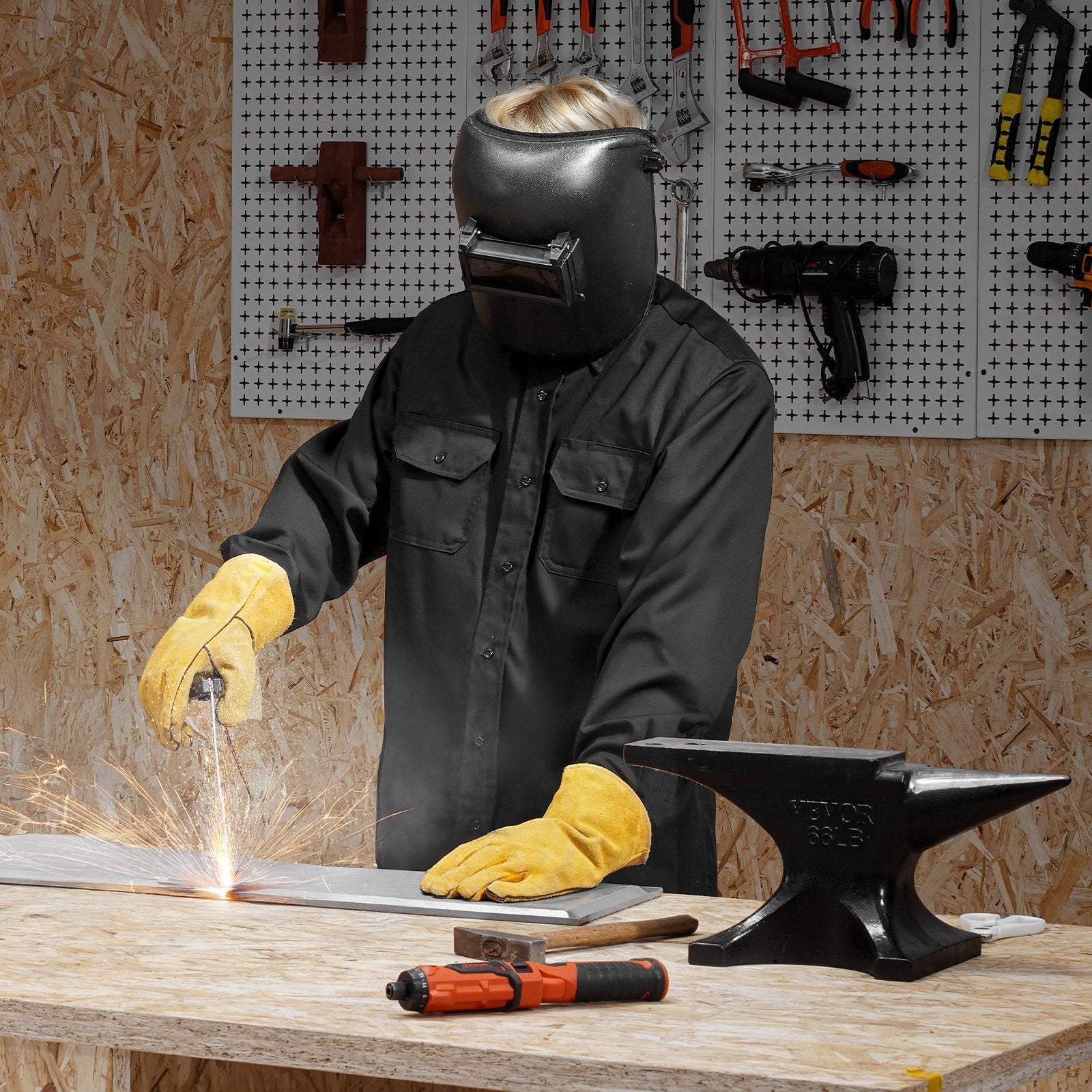 VEVOR Flame-Resistant Welding Jacket M Size 7oz FR Cotton Welding Safety Jacket 