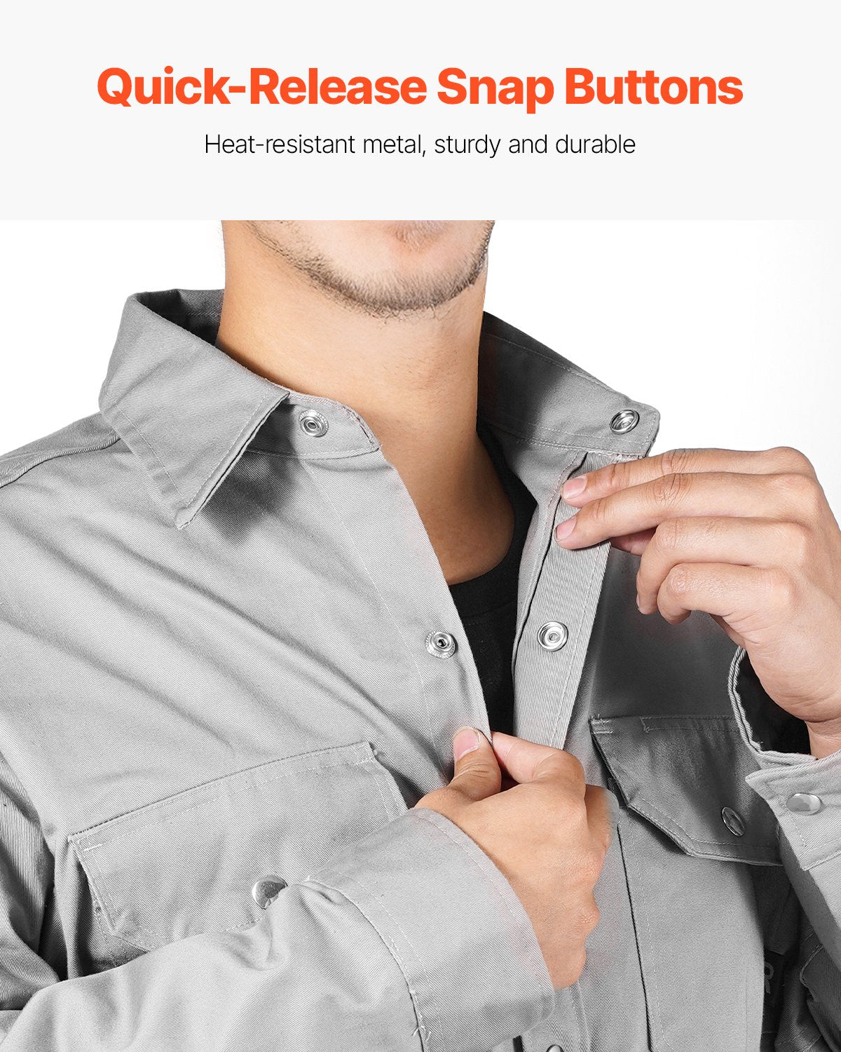 VEVOR Flame-Resistant Welding Jacket 7oz Cotton Welding Safety Jacket XXL Size 