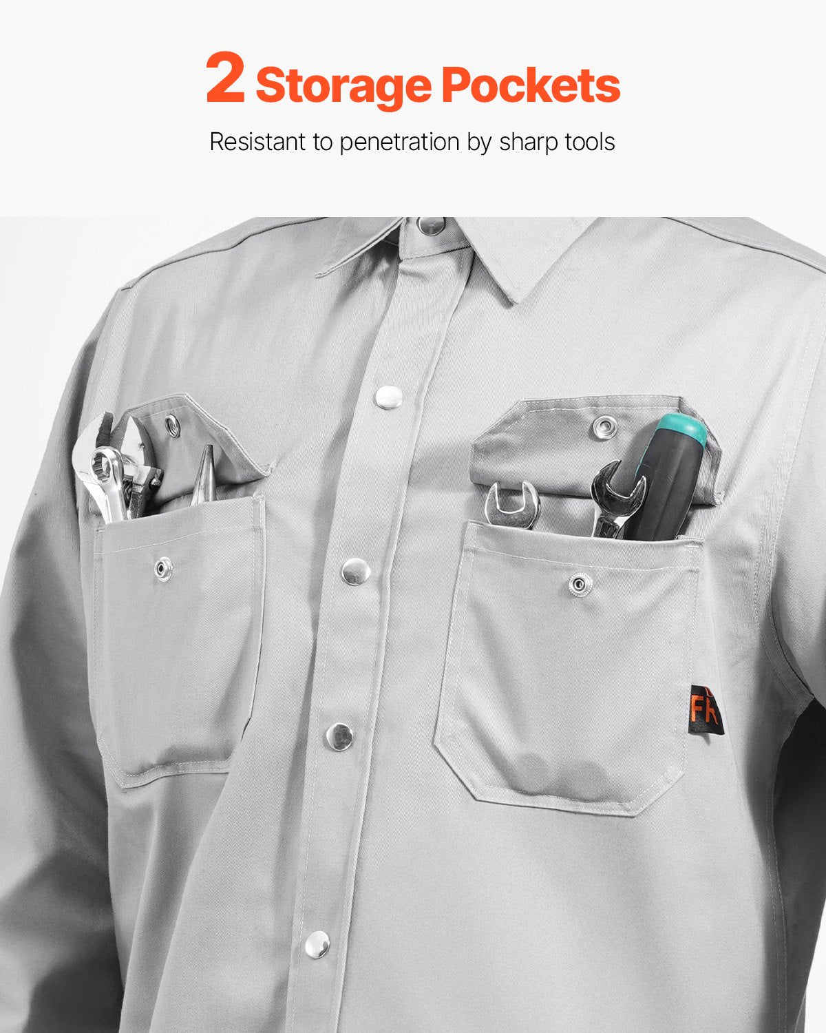 VEVOR Flame-Resistant Welding Jacket 7oz Cotton Welding Safety Jacket XXL Size 