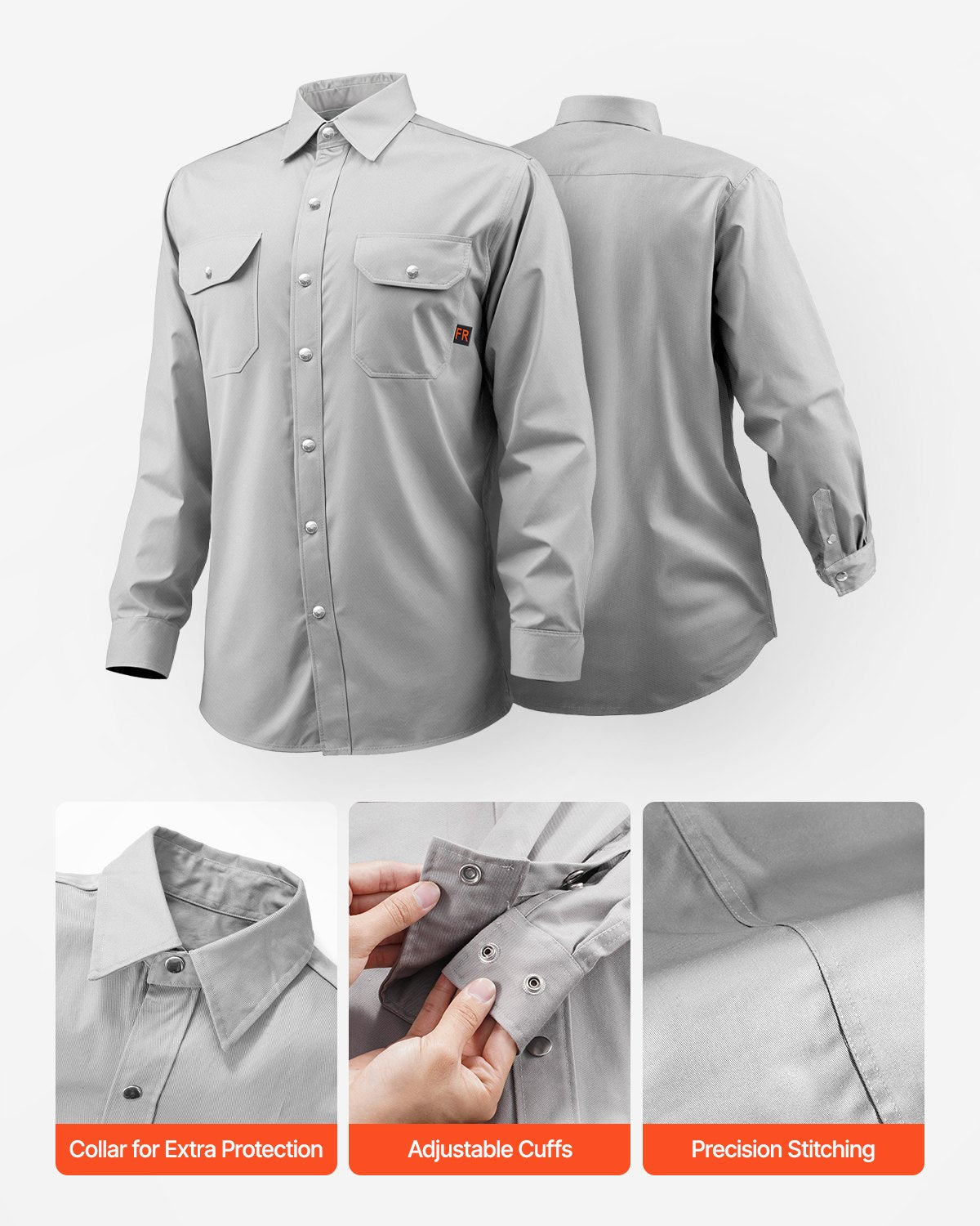 VEVOR Flame-Resistant Welding Jacket 7oz Cotton Welding Safety Jacket XXL Size 