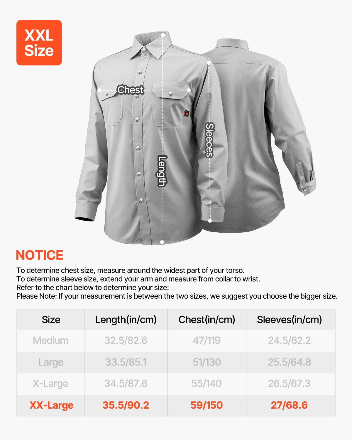 VEVOR Flame-Resistant Welding Jacket 7oz Cotton Welding Safety Jacket XXL Size 