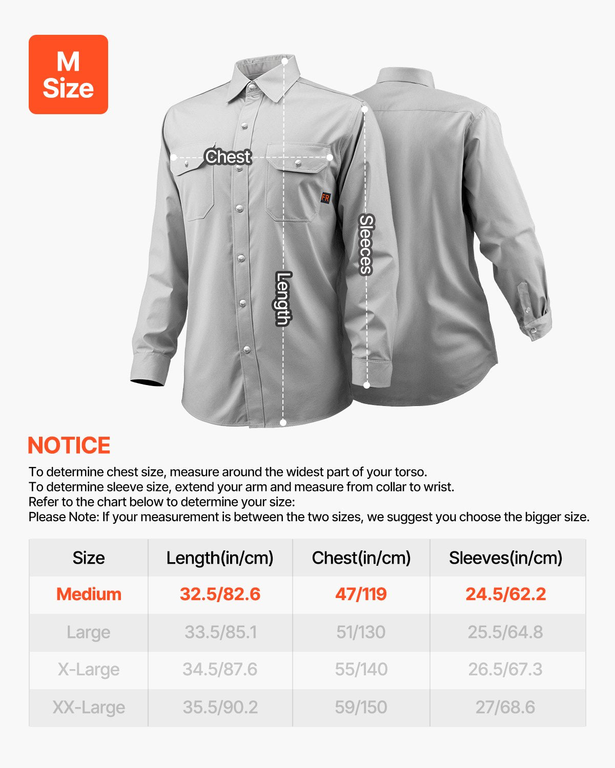 VEVOR Flame-Resistant Welding Jacket 7oz FR Cotton Welding Safety Jacket M Size 