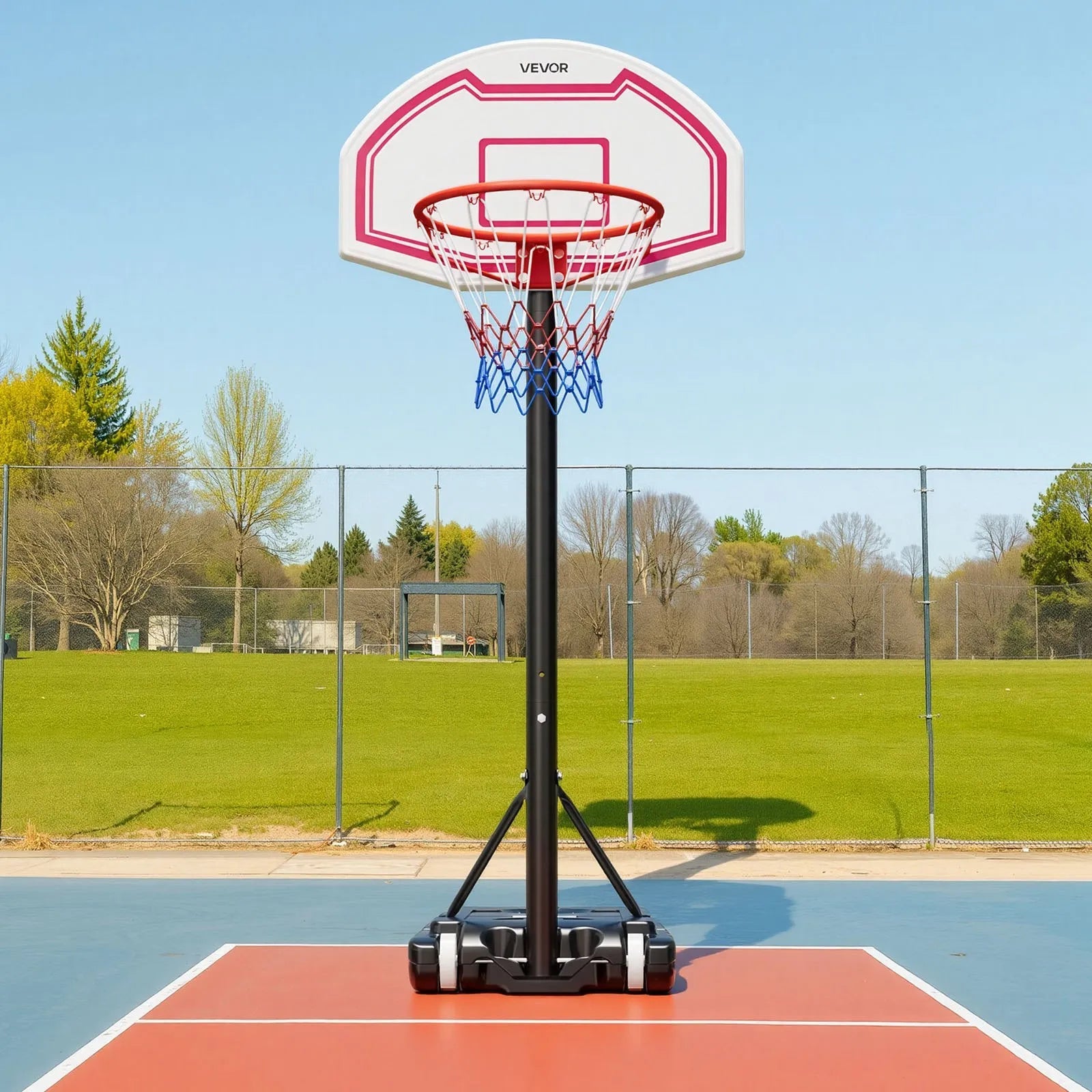 VEVOR Portable Basketball Stand, 5.2 to 6.9 ft Height Adjustment Basketball Hoop & Goal, Kids Adjustable Basketballs Hoop with Nylon Net & Rolling Wheels, Portable Backboard Set for Patios, Poolside 
