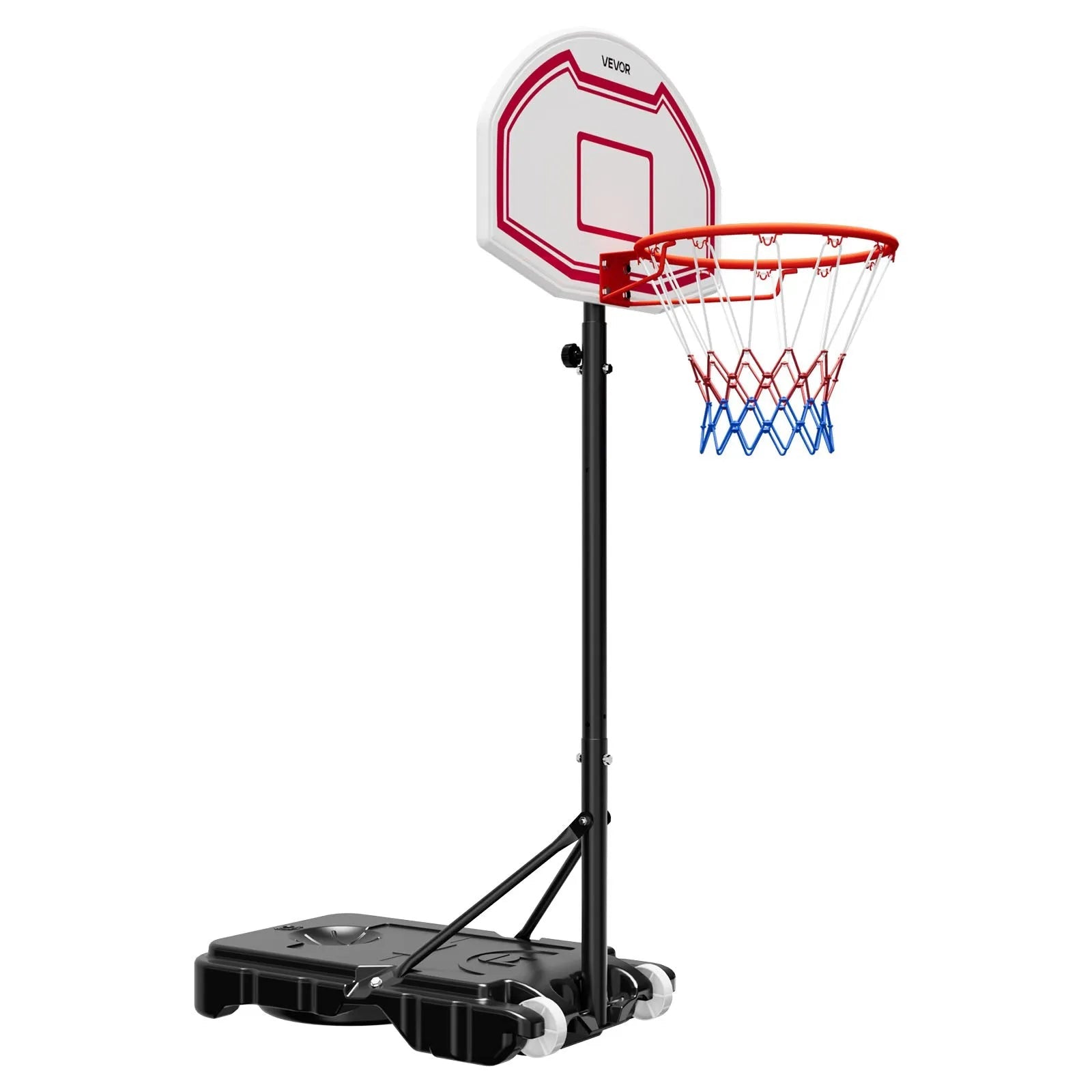VEVOR Portable Basketball Stand, 5.2 to 6.9 ft Height Adjustment Basketball Hoop & Goal, Kids Adjustable Basketballs Hoop with Nylon Net & Rolling Wheels, Portable Backboard Set for Patios, Poolside 