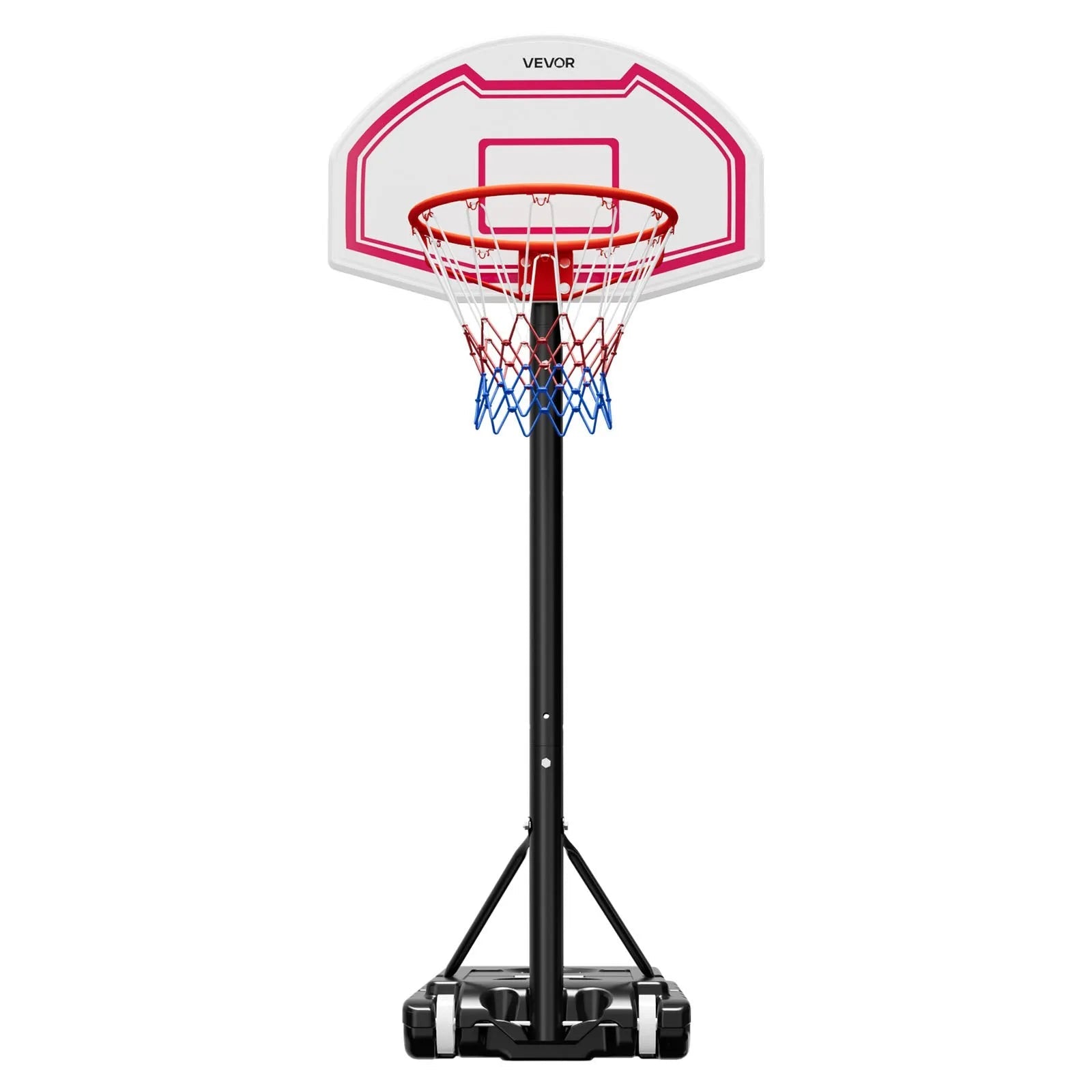 VEVOR Portable Basketball Stand, 5.2 to 6.9 ft Height Adjustment Basketball Hoop & Goal, Kids Adjustable Basketballs Hoop with Nylon Net & Rolling Wheels, Portable Backboard Set for Patios, Poolside 