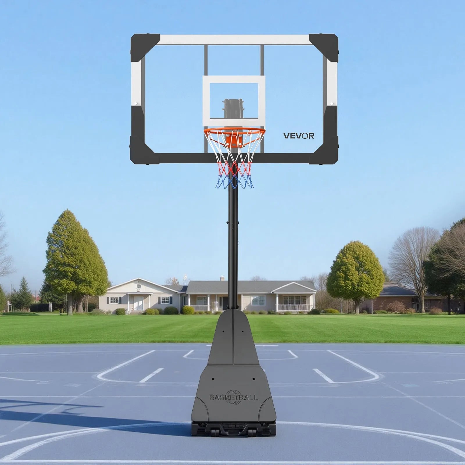 VEVOR Portable Basketball Stand, 8.04 to 10 ft Height Adjustment Basketball Hoop & Goal, Basketballs Hoop Outdoor with 44 inch PC Backboard for Kids, Adults in Schools, Parks, Indoor & Outdoor Use 