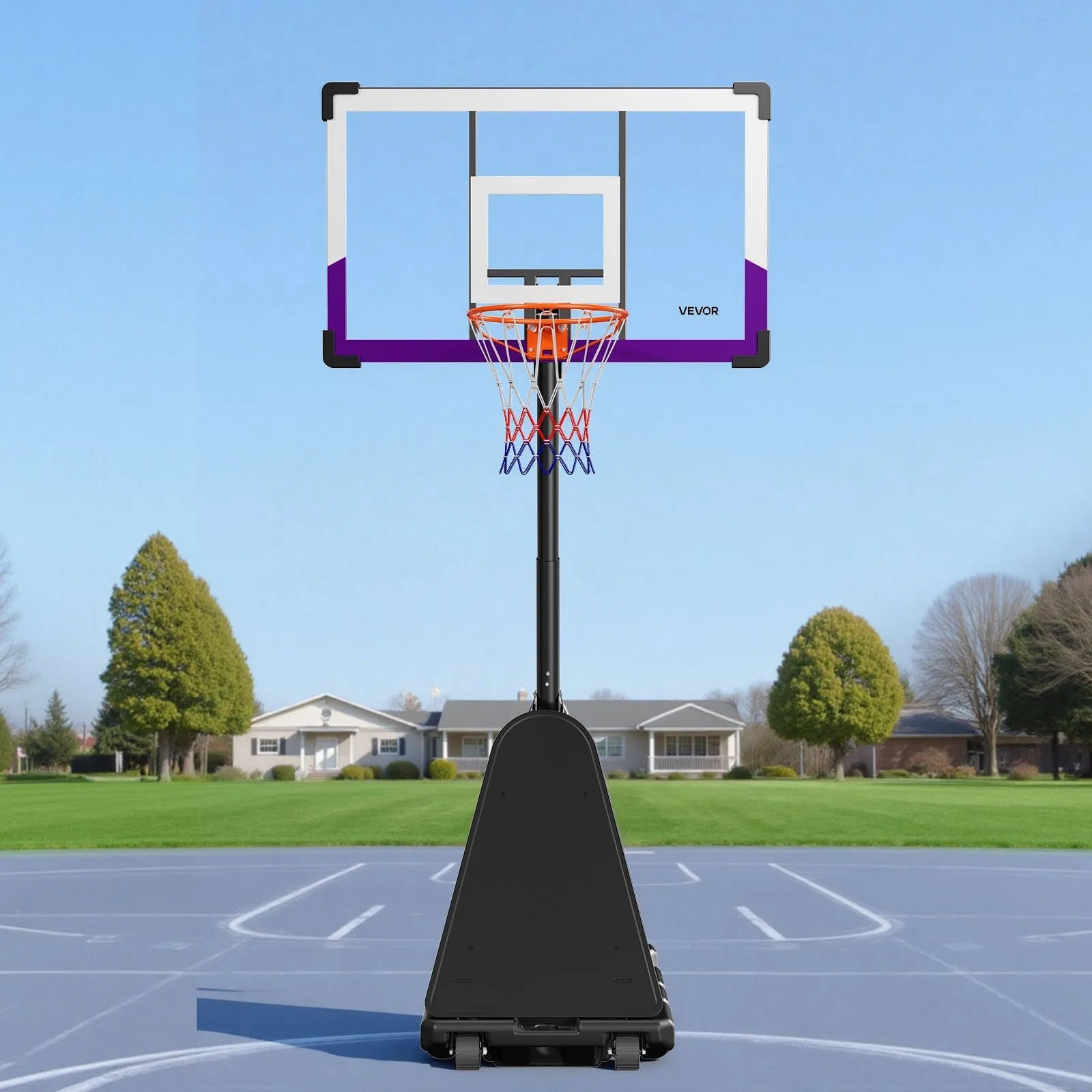 VEVOR Portable Basketball Stand, 10 ft Height Adjustment Basketball Hoop & Goal, Basketballs Hoop Outdoor with 48 inch PC Backboard for Kids, Adults in Schools, Parks, Indoor & Outdoor Use 