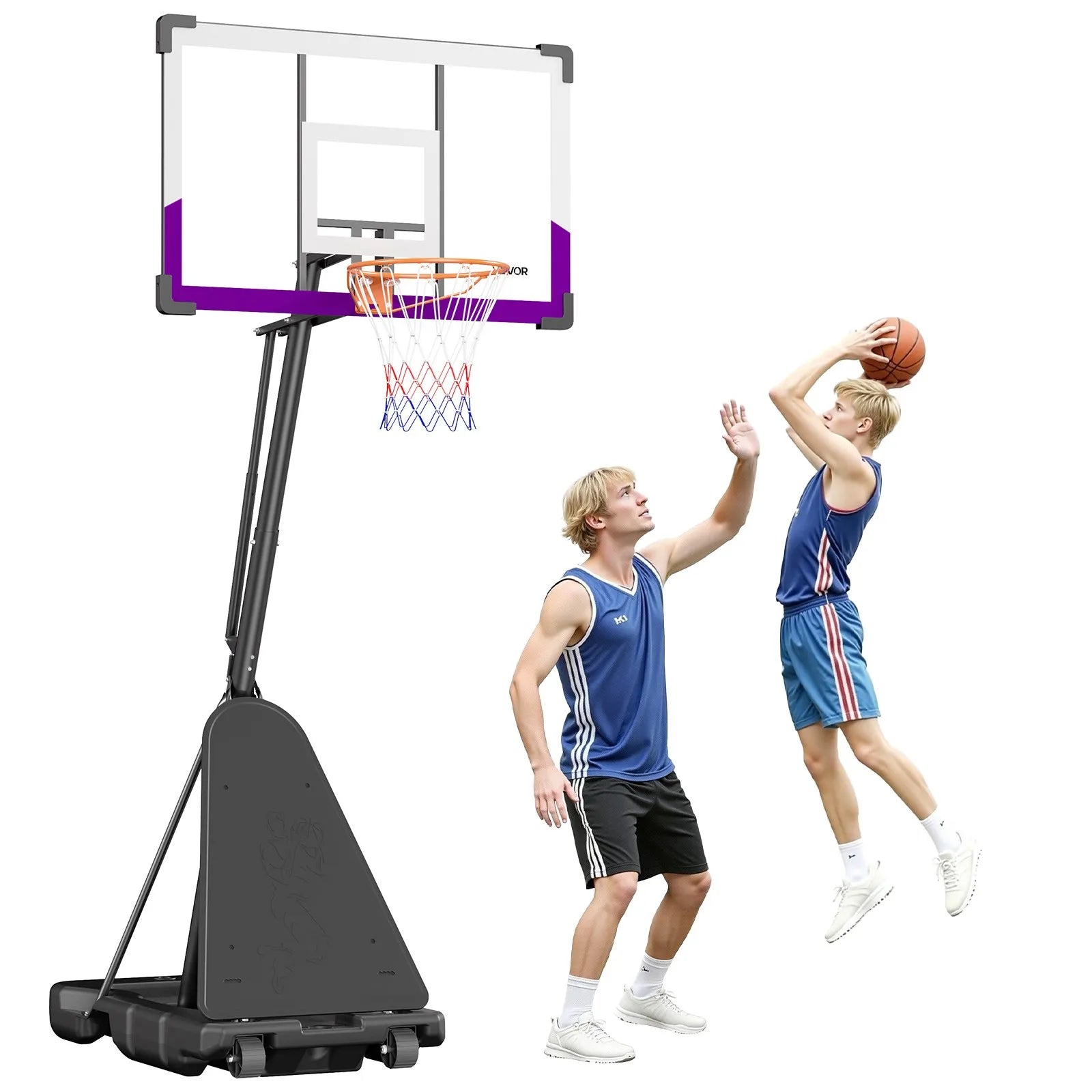 VEVOR Portable Basketball Stand, 10 ft Height Adjustment Basketball Hoop & Goal, Basketballs Hoop Outdoor with 48 inch PC Backboard for Kids, Adults in Schools, Parks, Indoor & Outdoor Use 