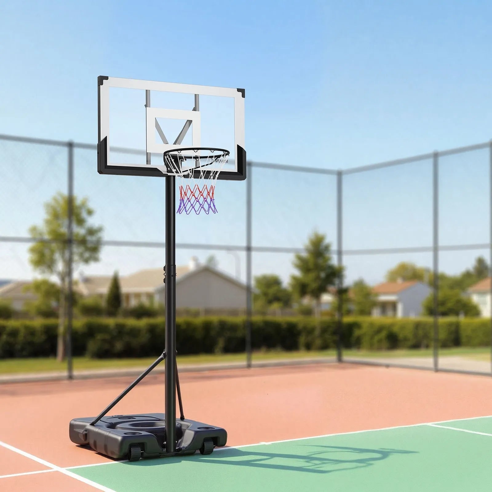 VEVOR Portable Basketball Stand, 10 ft Height Adjustment Basketball Hoop & Goal, Portable Basketballs Hoop with 48 inch PC Backboard & Wheels for Kids, Teens, Adults in Driveways, Pools, Schools 