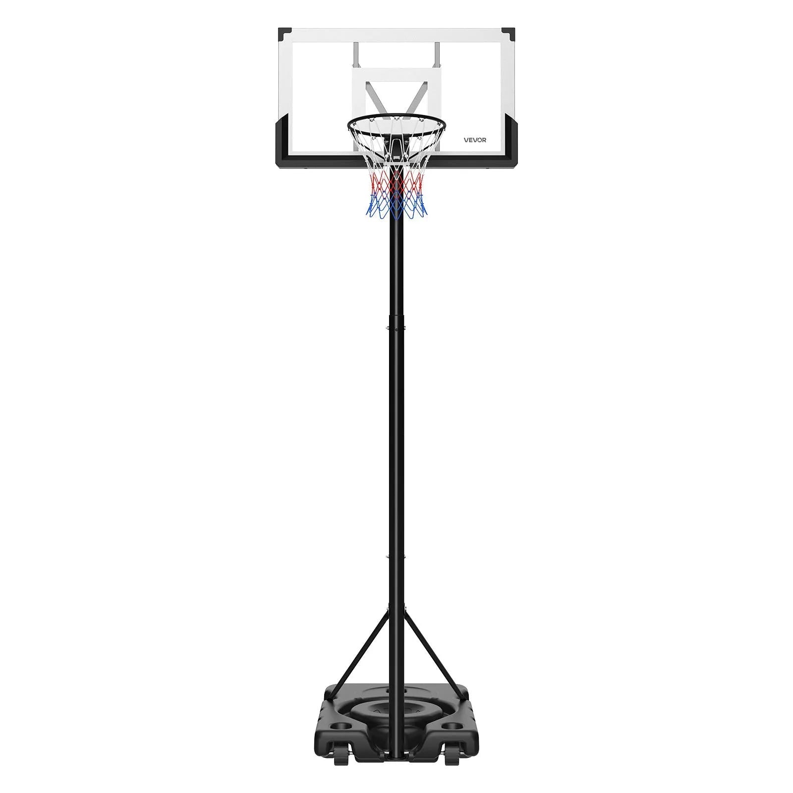 VEVOR Portable Basketball Stand, 10 ft Height Adjustment Basketball Hoop & Goal, Portable Basketballs Hoop with 48 inch PC Backboard & Wheels for Kids, Teens, Adults in Driveways, Pools, Schools 