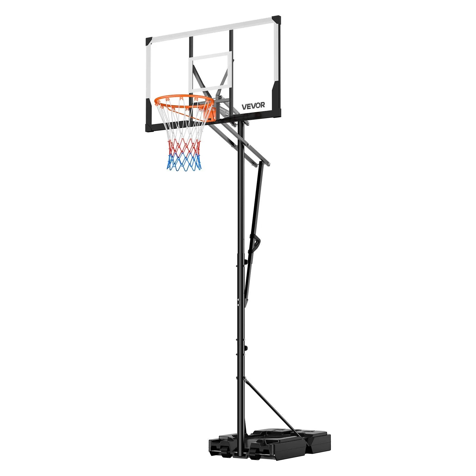 VEVOR Portable Basketball Stand, 5.25 to 10 ft Height Adjustment Basketball Hoop & Goal, Portable Basketballs Hoop with 48 inch PC Backboard & Wheels for Kids, Teens, Adults in Driveways, Pools 