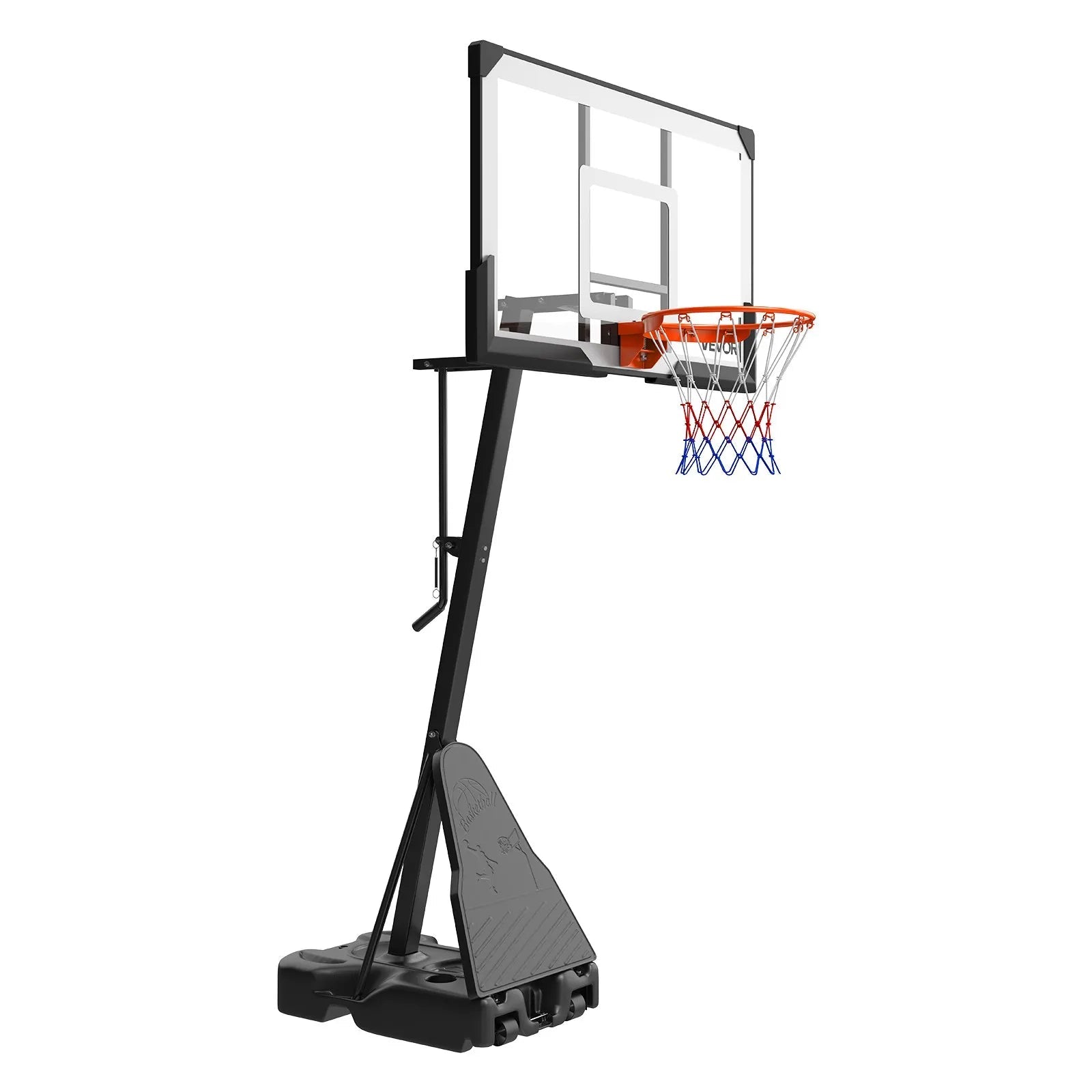 VEVOR Portable Basketball Stand, 7.55 to 10 ft Height Adjustment Basketball Hoop & Goal, Basketballs Hoop Outdoor with 54 inch PC Backboard for Kids, Adults in Schools, Parks, Forward-Tilting Design 