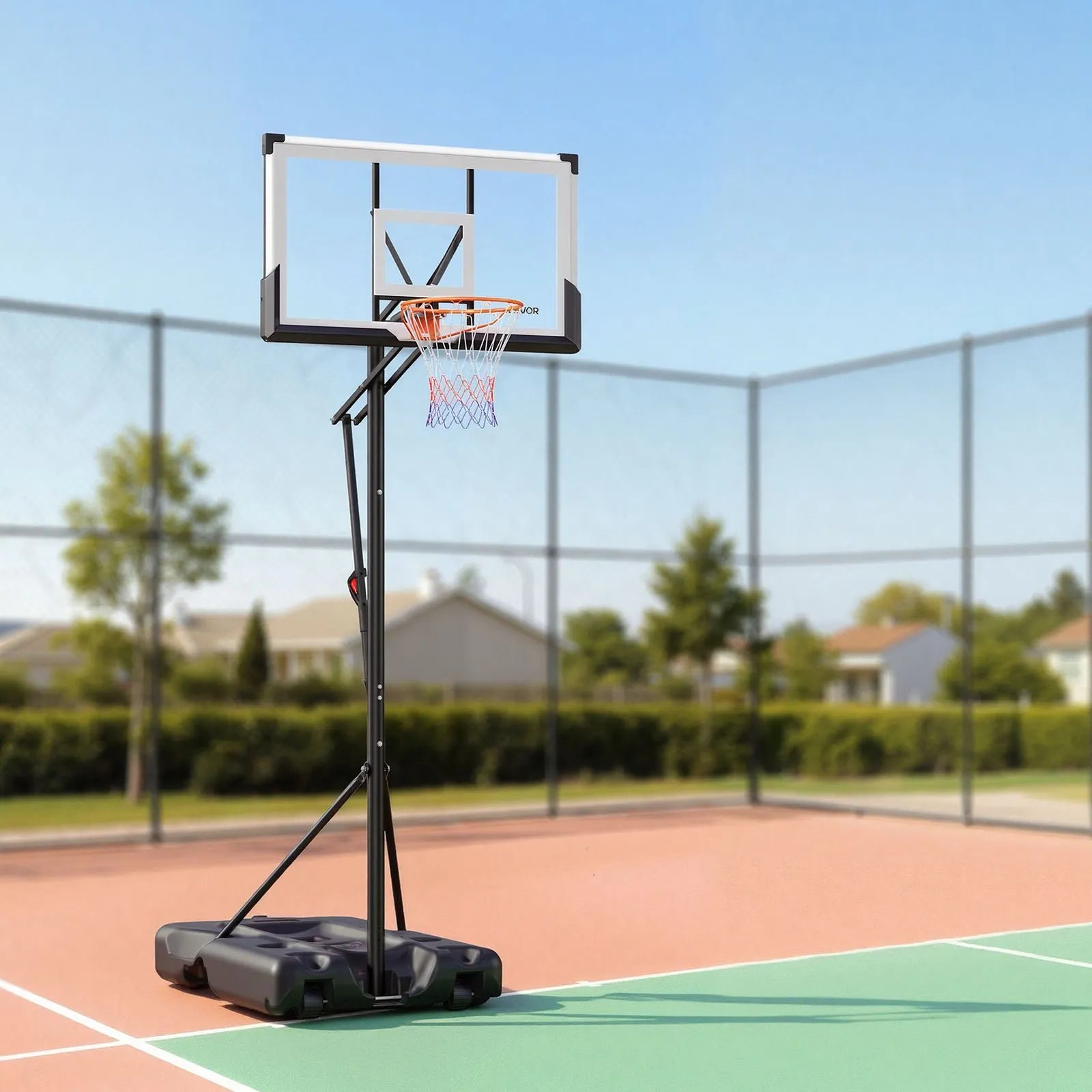 VEVOR Portable Basketball Stand, 10 ft Height Adjustment Basketball Hoop & Goal, Portable Basketballs Hoop with 54 inch PC Backboard & Wheels for Kids, Teens, Adults in Driveways, Pools, Schools 