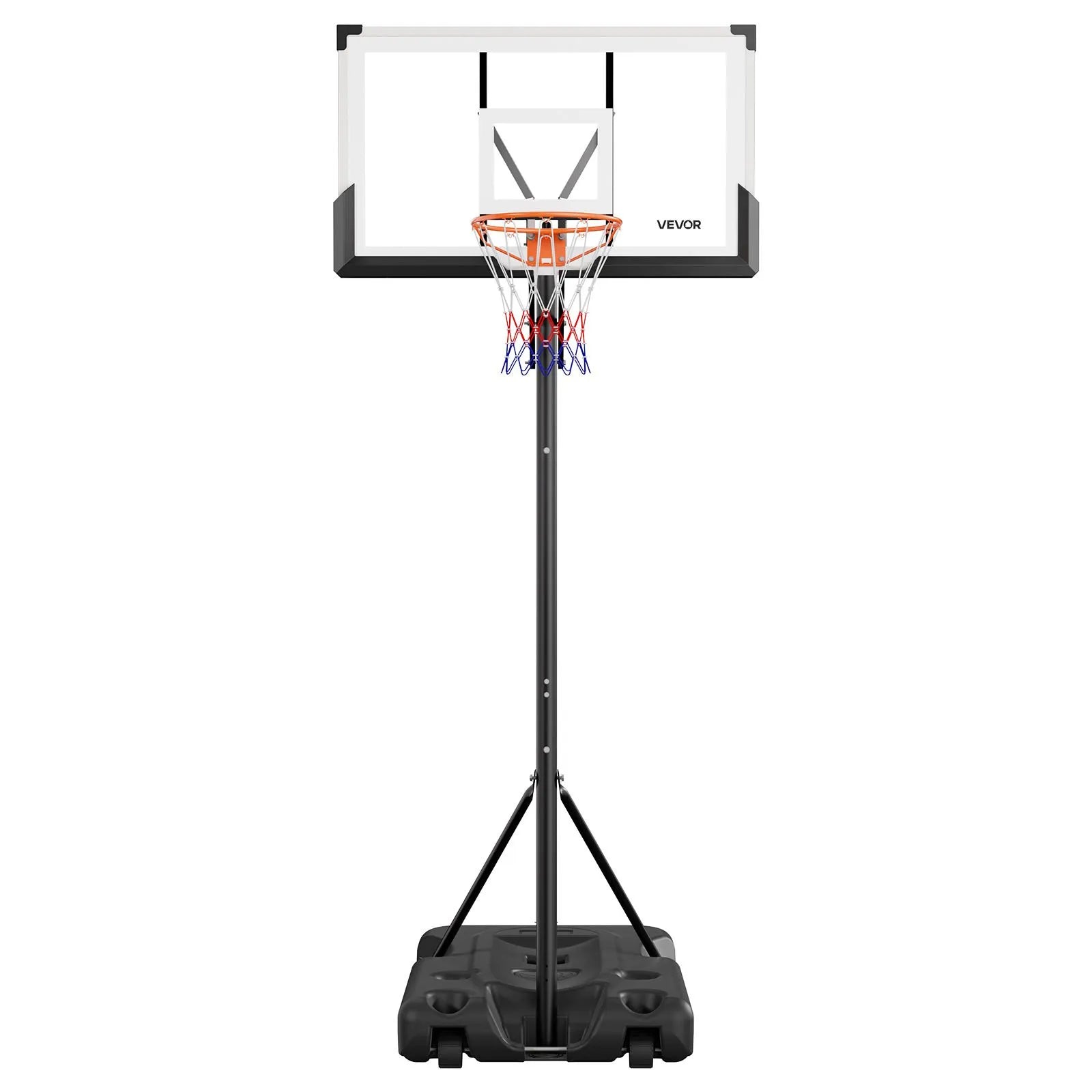VEVOR Portable Basketball Stand, 10 ft Height Adjustment Basketball Hoop & Goal, Portable Basketballs Hoop with 54 inch PC Backboard & Wheels for Kids, Teens, Adults in Driveways, Pools, Schools 