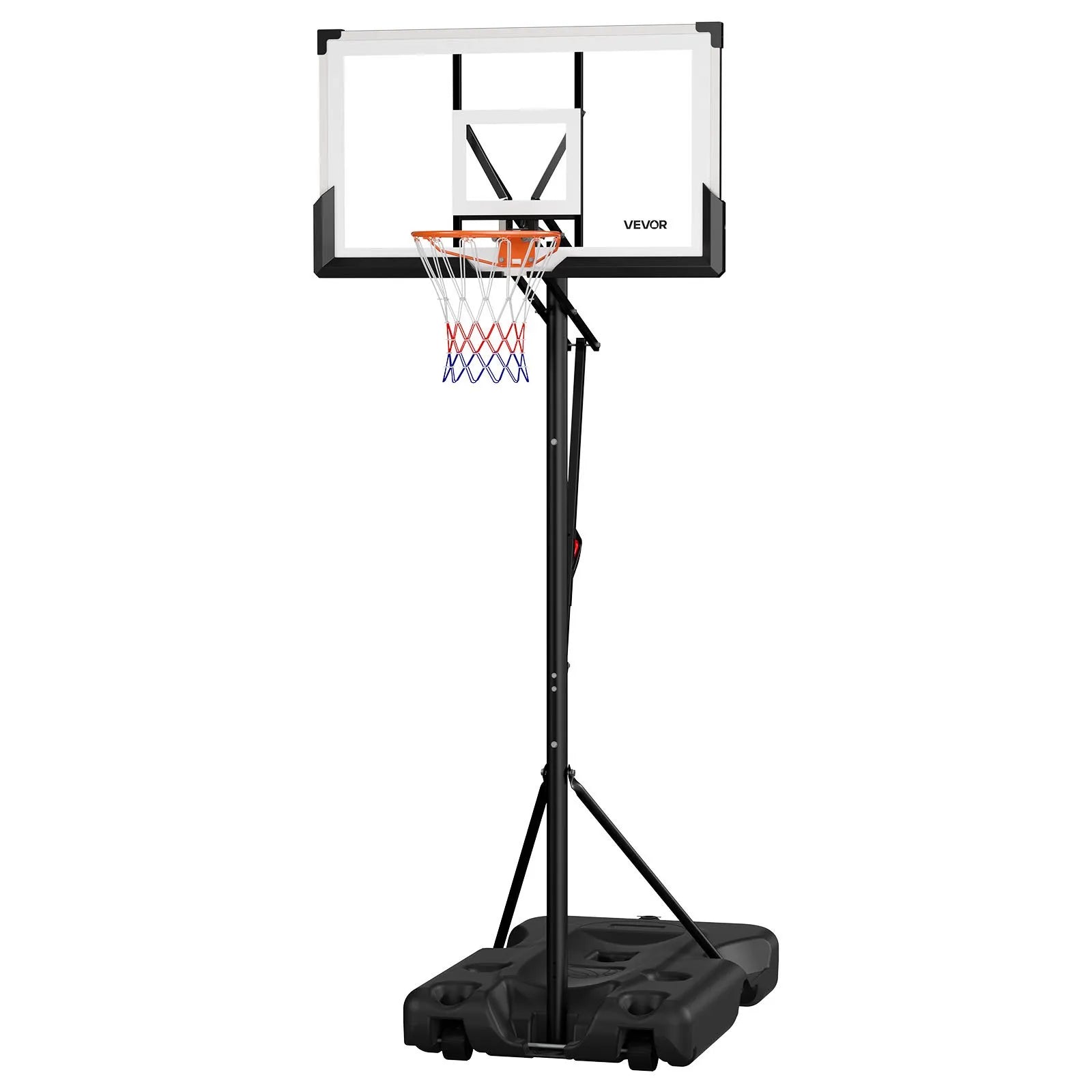 VEVOR Portable Basketball Stand, 10 ft Height Adjustment Basketball Hoop & Goal, Portable Basketballs Hoop with 54 inch PC Backboard & Wheels for Kids, Teens, Adults in Driveways, Pools, Schools 
