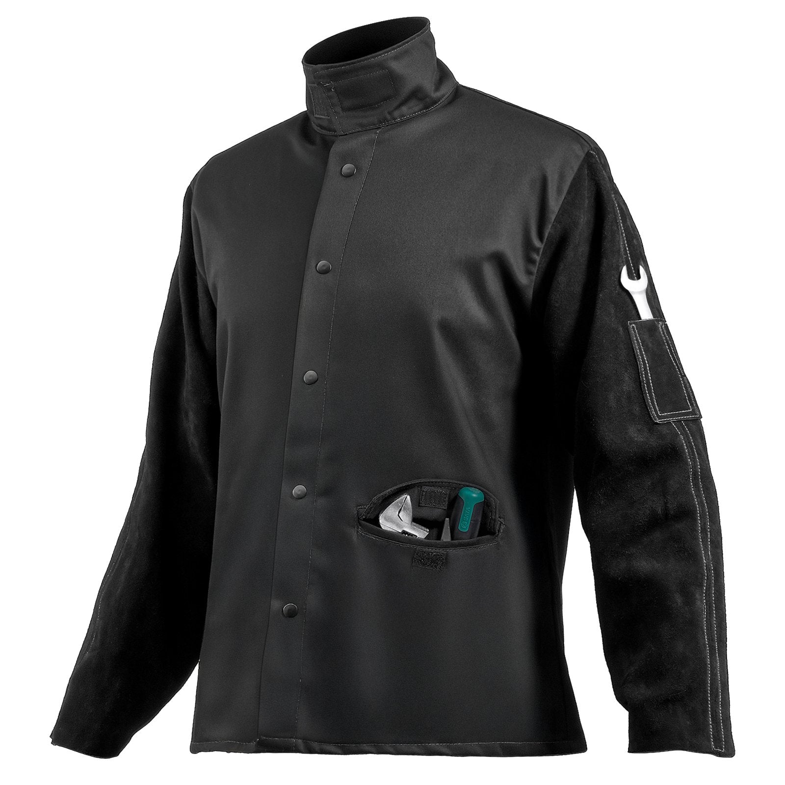 VEVOR FR Welding Jacket M Size Heavy Duty Cowhide Leather & 9oz FR Cotton 