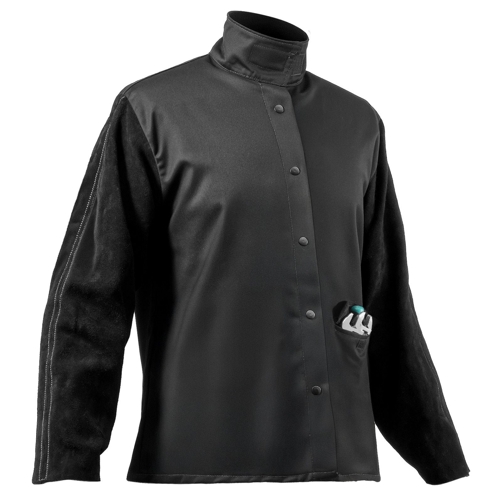 VEVOR FR Welding Jacket M Size Heavy Duty Cowhide Leather & 9oz FR Cotton 