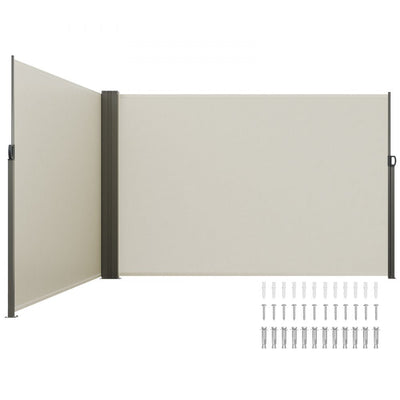 VEVOR Retractable Side Awning, 79''x 236'' Outdoor Privacy Screen, 180g Polyester Water-proof Retractable Patio Screen, UV 30+ Room Divider Wind Screen for Patio, Backyard, Balcony, Beige 