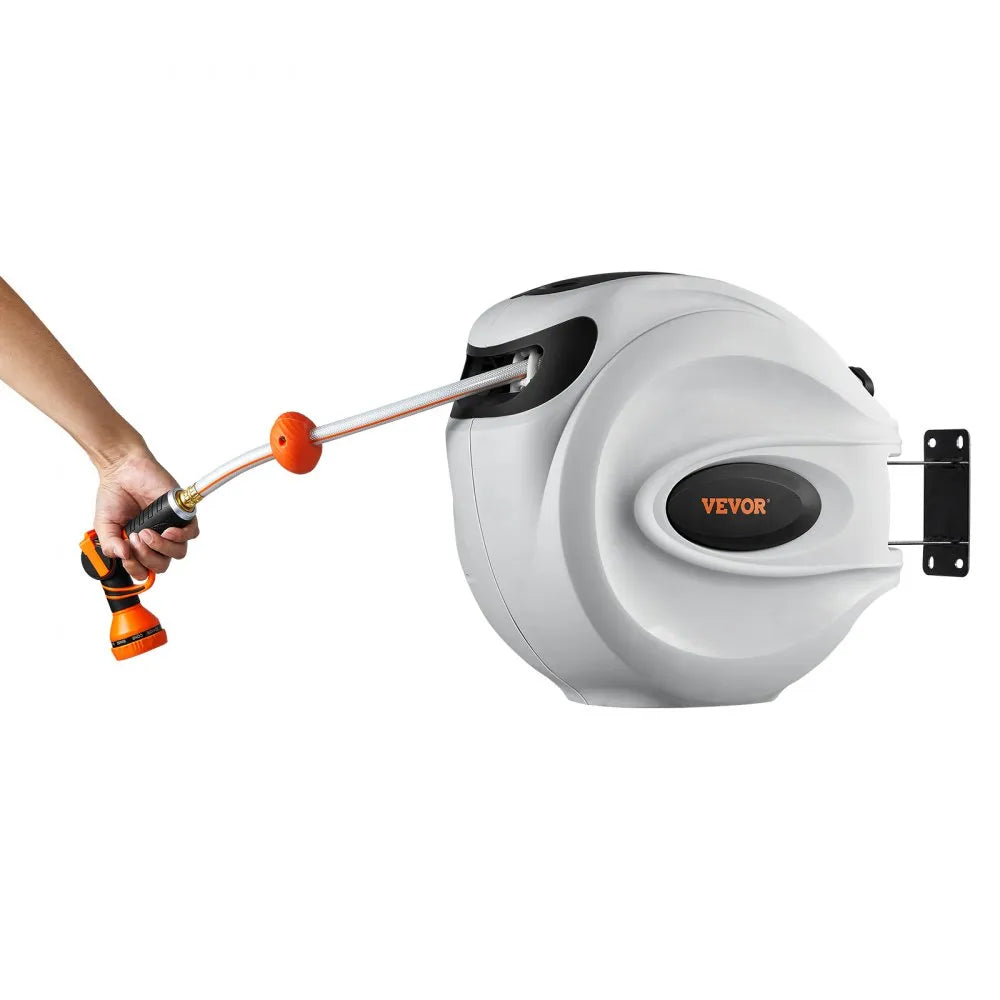 VEVOR Retractable Hose Reel Water Hose Reel 115'x1/2" 180° Swivel Wall-Mounted