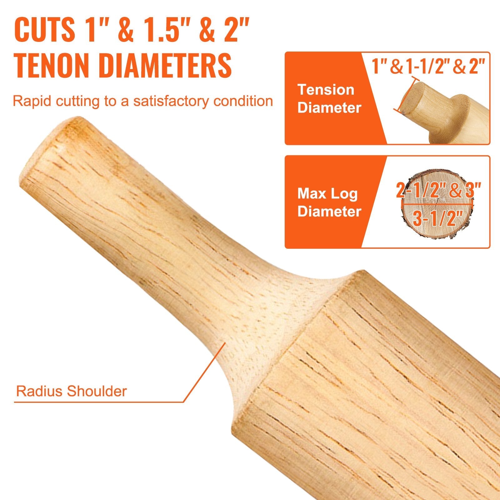 VEVOR Tenon Cutter, 1\"/25.4mm & 1.5\"/38mm & 2\"/50.8mm, with Dual Curved Blades & Button Screws Home Master Kit, Premium Aluminum & Steel Log Furniture Cutter, Commercial Starter’s Tool for Home DIY 