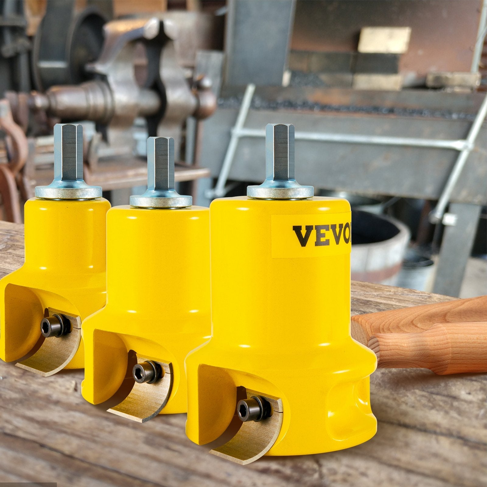 VEVOR Tenon Cutter, 1\"/25.4mm & 1.5\"/38mm & 2\"/50.8mm, with Dual Curved Blades & Button Screws Home Master Kit, Premium Aluminum & Steel Log Furniture Cutter, Commercial Starter’s Tool for Home DIY 