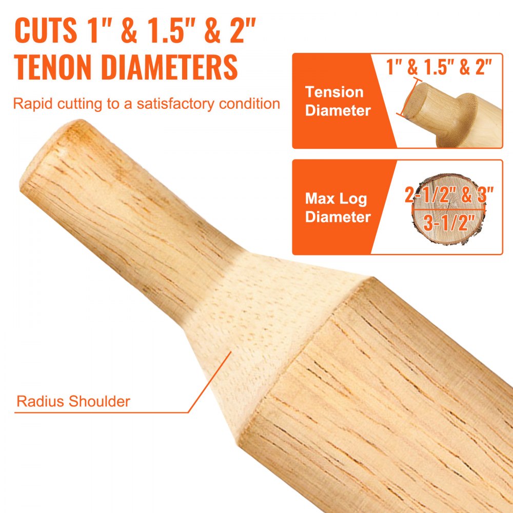 VEVOR Tenon Cutter, 1\"/25.4mm & 1.5\"/38mm & 2\"/50.8mm, with Dual Straight Blades & Button Screws Home Master Kit, Premium Aluminum & Steel Log Furniture Cutter, Commercial Starter’s Tool 