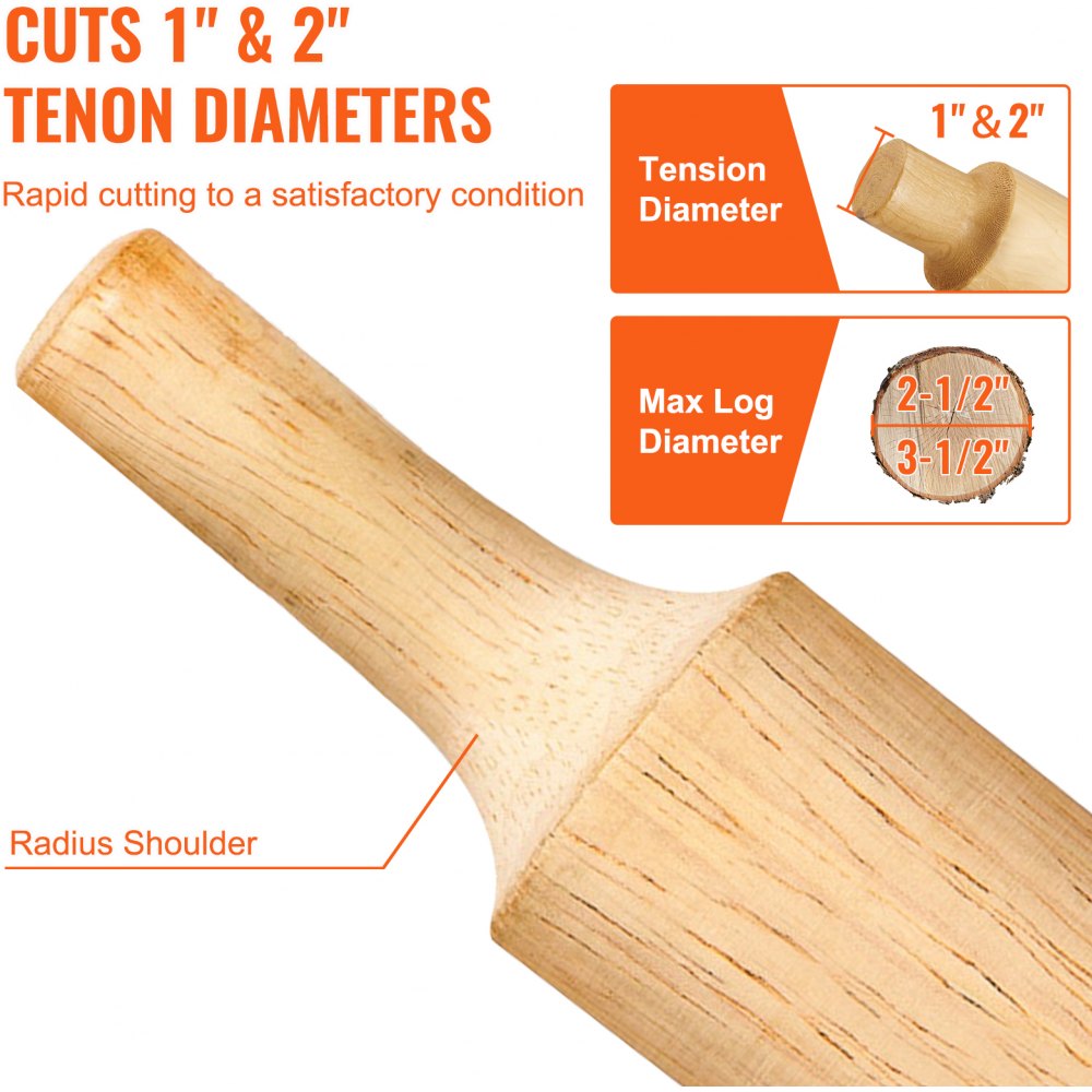 VEVOR Tenon Cutter, 1\"/25.4mm & 2\"/50.8mm Diameter, with Dual Curved Blades & Button Screws Home Master Kit, Premium Aluminum & Steel Log Furniture Cutter, Commercial Beginner’s Tool for Home DIY 