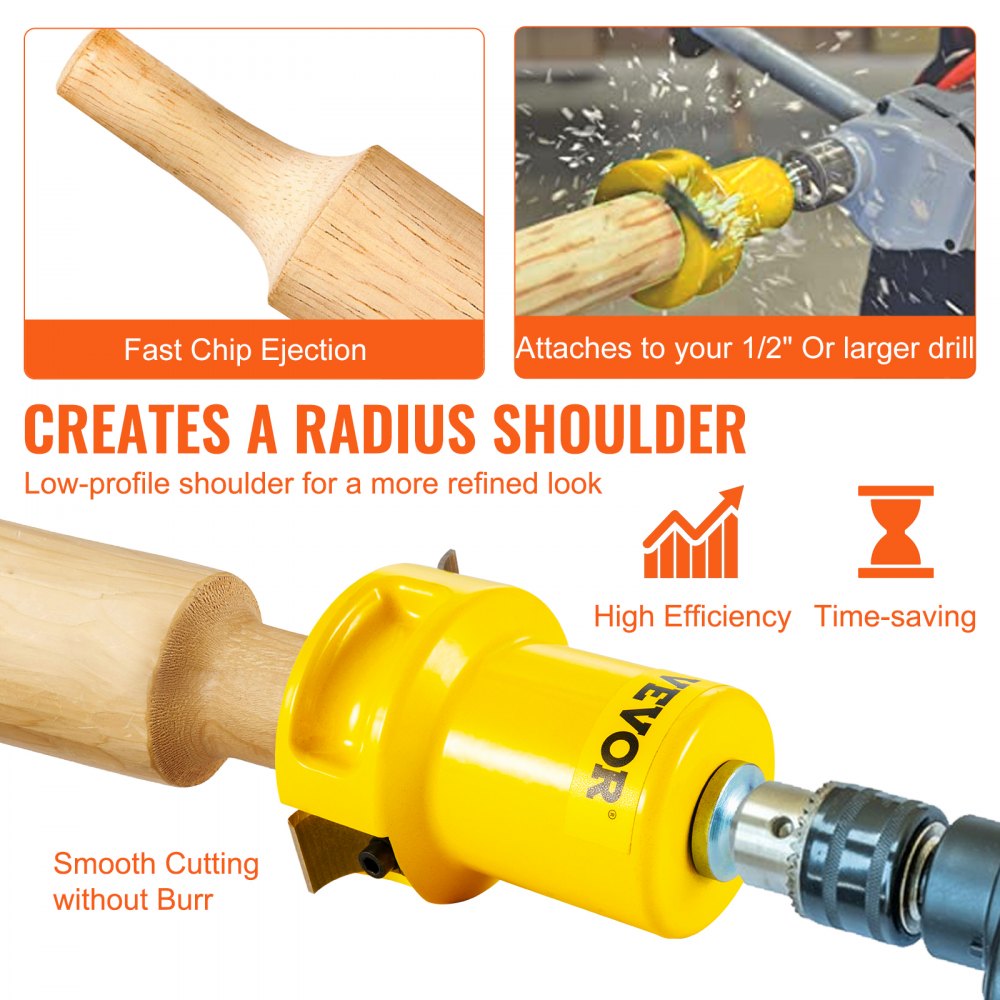 VEVOR Tenon Cutter, 1\"/25.4mm & 2\"/50.8mm Diameter, with Dual Curved Blades & Button Screws Home Master Kit, Premium Aluminum & Steel Log Furniture Cutter, Commercial Beginner’s Tool for Home DIY 