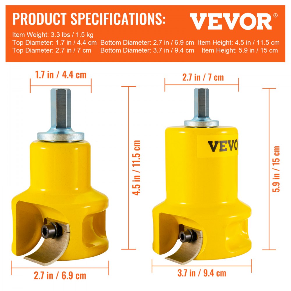 VEVOR Tenon Cutter, 1\"/25.4mm & 2\"/50.8mm Diameter, with Dual Curved Blades & Button Screws Home Master Kit, Premium Aluminum & Steel Log Furniture Cutter, Commercial Beginner’s Tool for Home DIY 