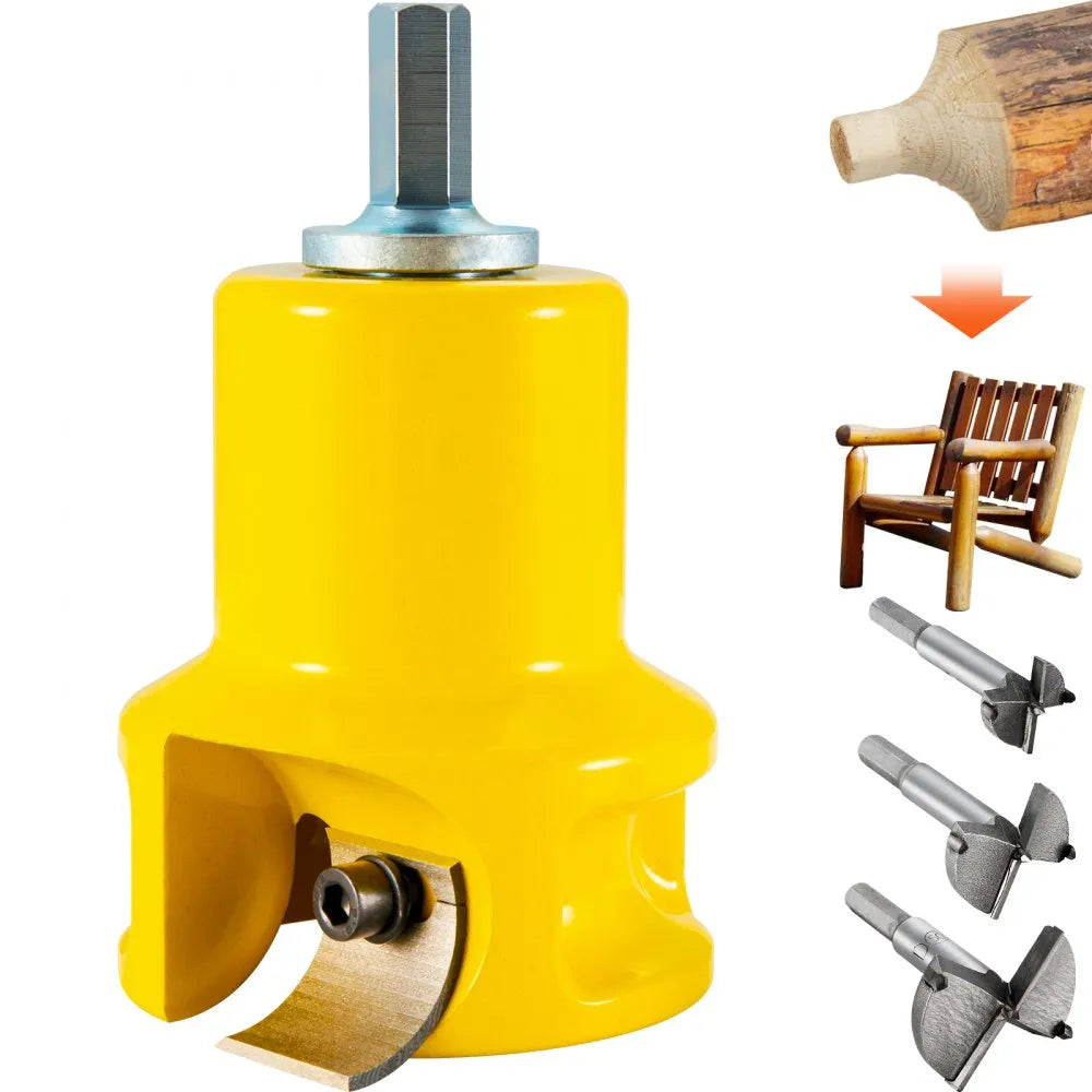 VEVOR Tenon Cutter, 1.5\" / 38 mm Diameter, with Dual Curved Blades & Button Screws Home Master Kit, Premium Aluminum & Steel Log Furniture Cutter, Commercial Woodworking Tool for Home Beginner DIY
