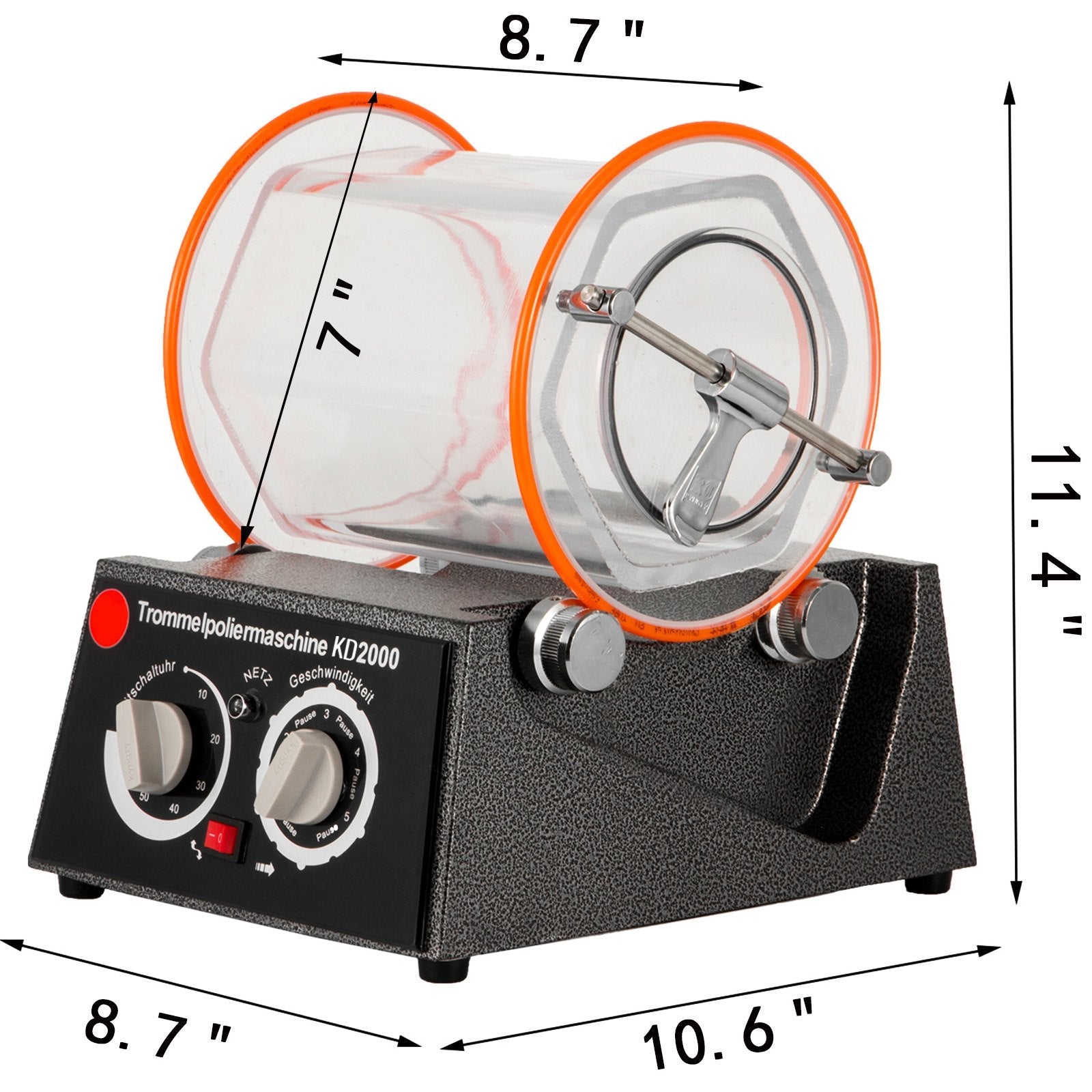 VEVOR Jewelry Polisher Tumbler 5Kg Capacity Mini Rotary Tumbler Machine with Timer Jewelry Polisher Finisher for Jewelry Stone (5 Kg Capacity) 