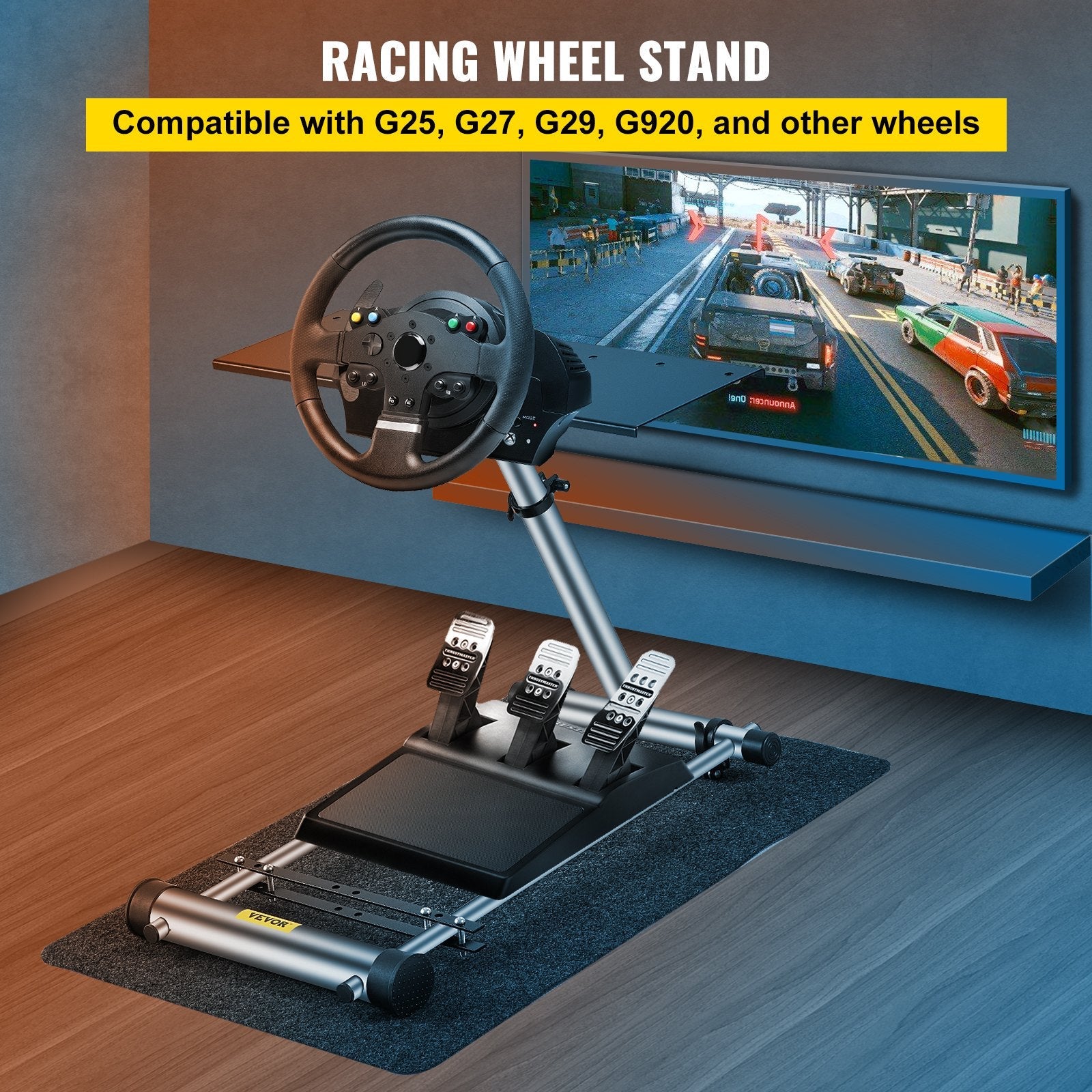 VEVOR G29 G920 Racing Steering Wheel Stand,fit for Logitech G27/G25/G29, Thrustmaster T80 T150 TX F430 Gaming Wheel Stand, Wheel Pedals NOT Included 