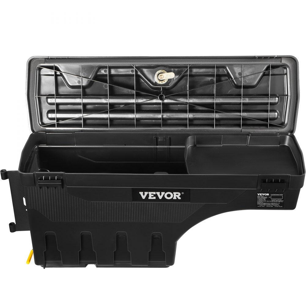 VEVOR Truck Bed Storage Box, Lockable Lid, Waterproof ABS Wheel Well Tool Box 6.6 Gal/20 L with Password Padlock, Compatible with Tundra 2007-2021, Driver Side, Black 