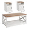 3-Piece Farmhouse Coffee Table Set with 2 End Tables & Built-In Charging Station