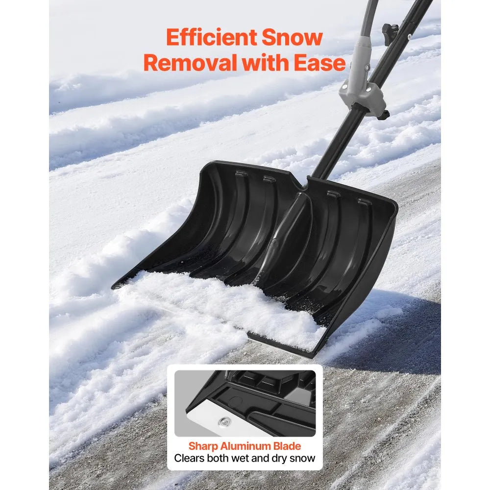 18-Inch Plastic Snow Shovel with D-Shaped Assist Handles and Non-Slip Grip
