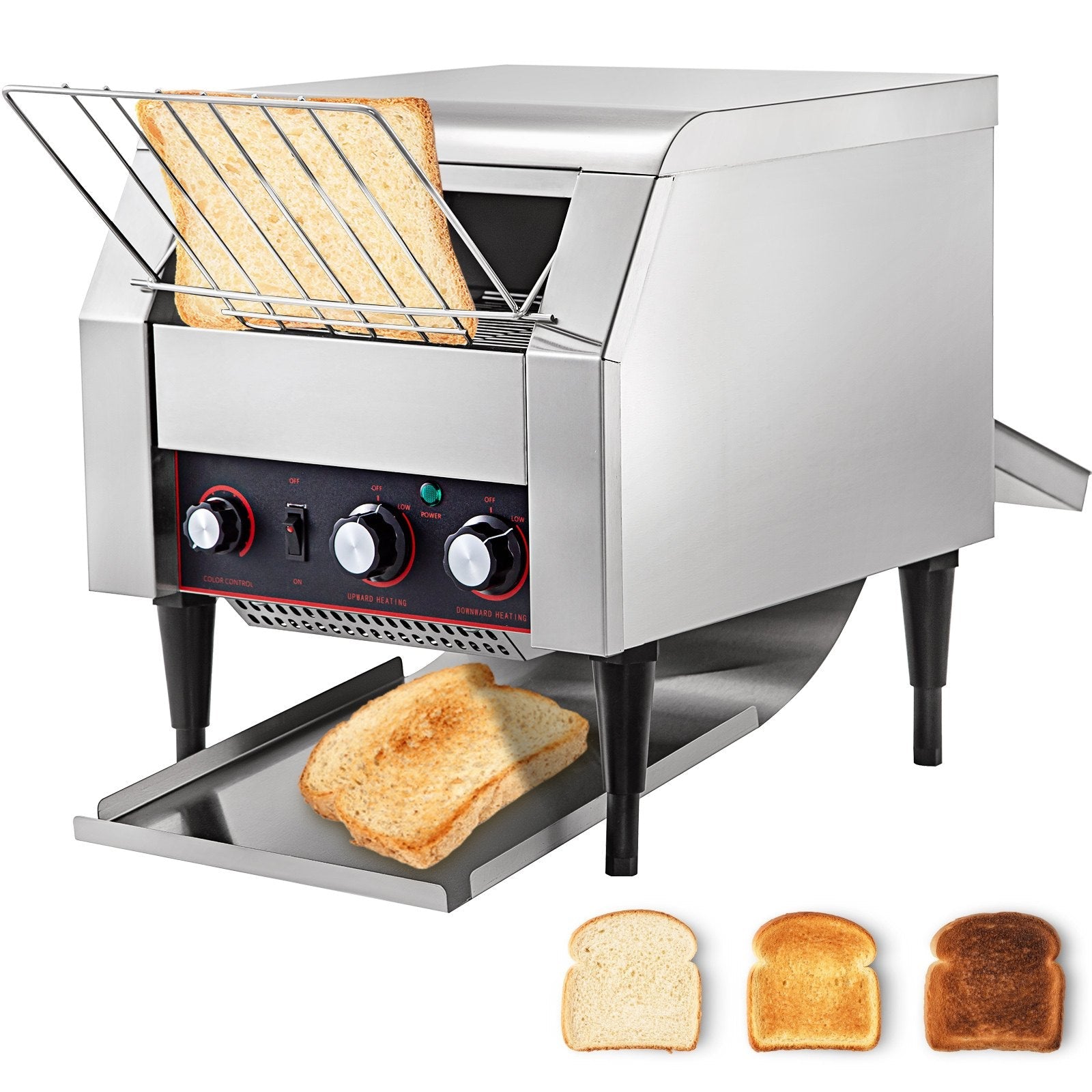 VEVOR Commercial Conveyor Toaster 2200W, Electric Heavy Duty Stainless Steel 300PCS/Hour, Commercial Bread Toaster Sliver 110V for Restaurant Breakfast 