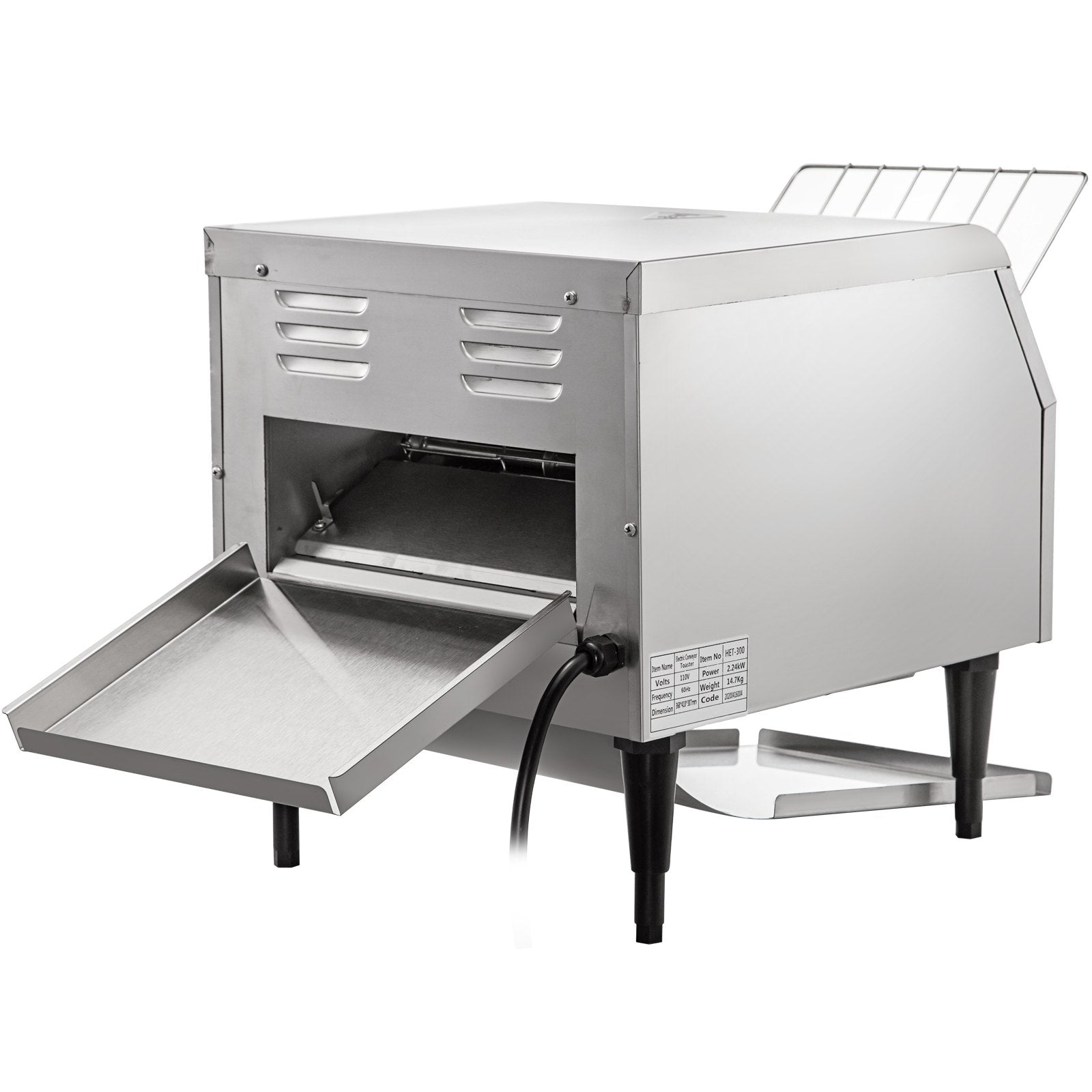VEVOR Commercial Conveyor Toaster 2200W, Electric Heavy Duty Stainless Steel 300PCS/Hour, Commercial Bread Toaster Sliver 110V for Restaurant Breakfast 