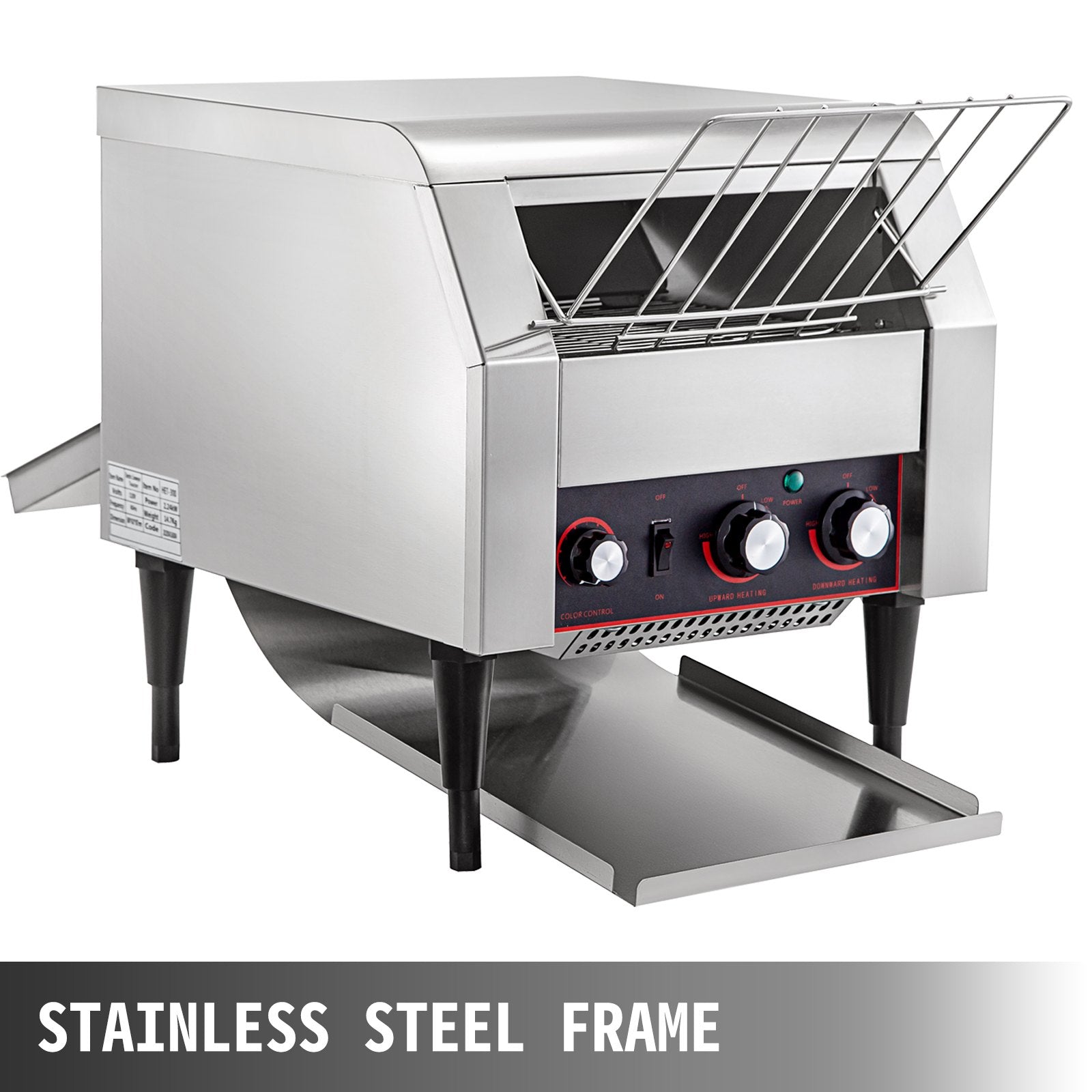 VEVOR Commercial Conveyor Toaster 2200W, Electric Heavy Duty Stainless Steel 300PCS/Hour, Commercial Bread Toaster Sliver 110V for Restaurant Breakfast 