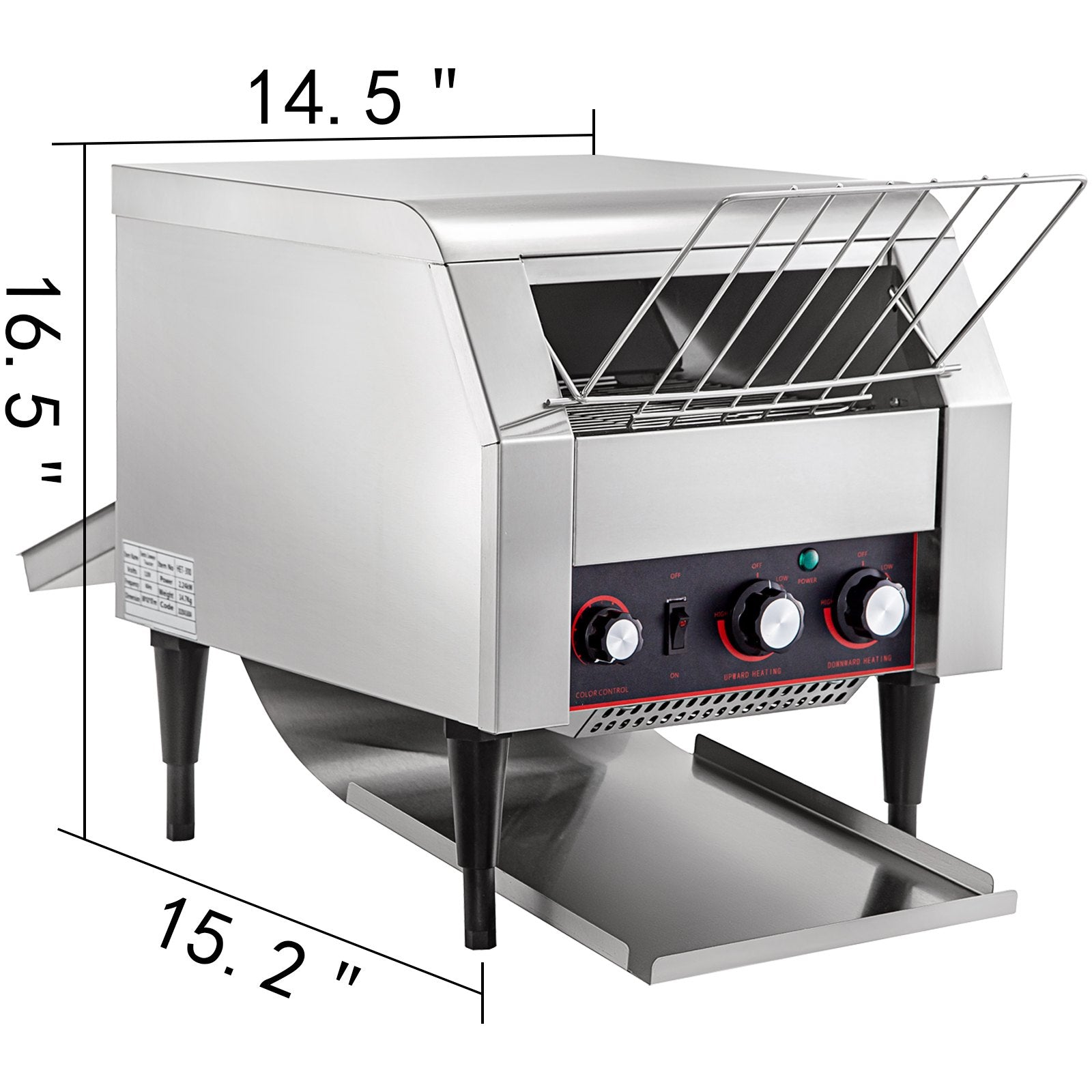 VEVOR Commercial Conveyor Toaster 2200W, Electric Heavy Duty Stainless Steel 300PCS/Hour, Commercial Bread Toaster Sliver 110V for Restaurant Breakfast 