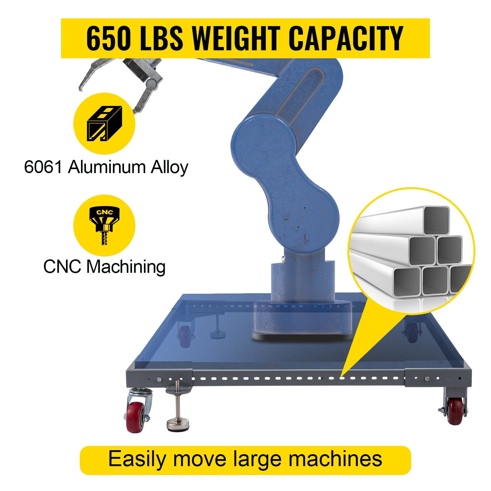 VEVOR Adjustable Universal Mobile Base PM-2500 Heavy-Duty Mobile Base Rolling Mobile Base, Used for Mobilizing Large Power Tools, Table Saws, Drill Press, Planers, Jointers, Fridge and Washing Machine 