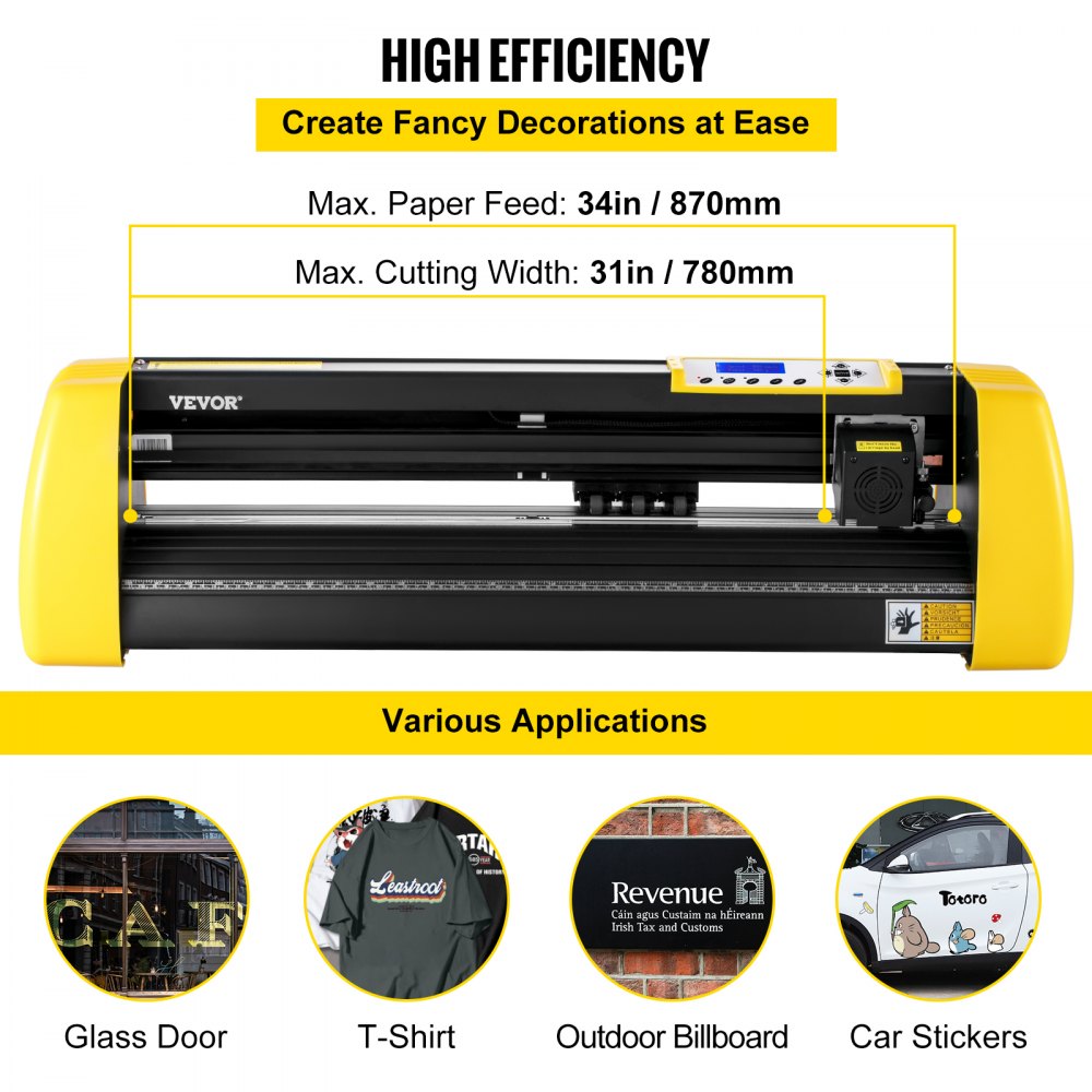 VEVOR 34" Vinyl Cutter/Plotter Sign Cutting Machine Software 3 Blades LCD Screen 