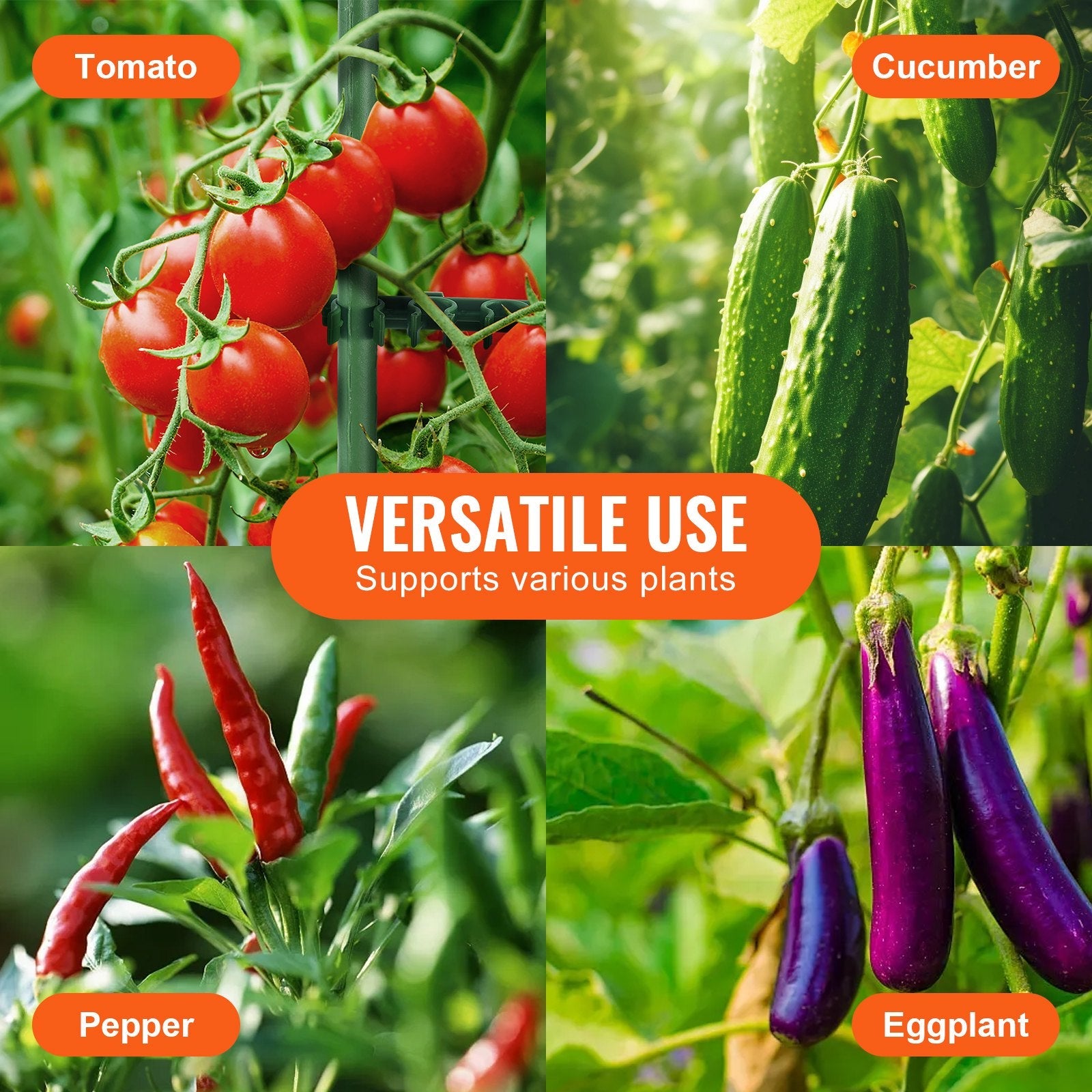 VEVOR 4 Packs Tomato Cages for Garden 63" Tomato Plant Stakes Support Cage 
