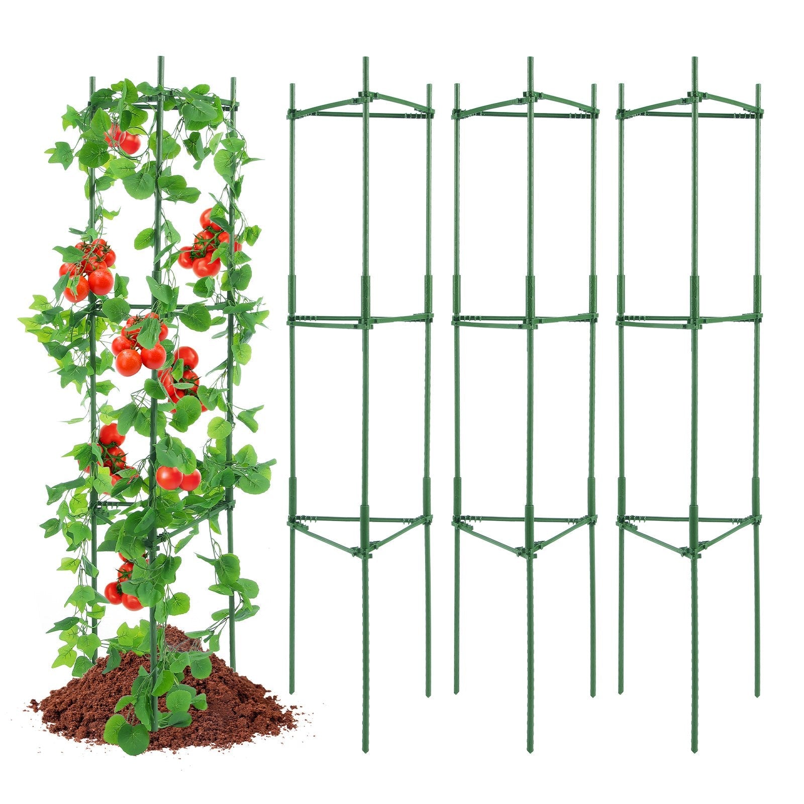 VEVOR 4 Packs Tomato Cages for Garden 63" Tomato Plant Stakes Support Cage 